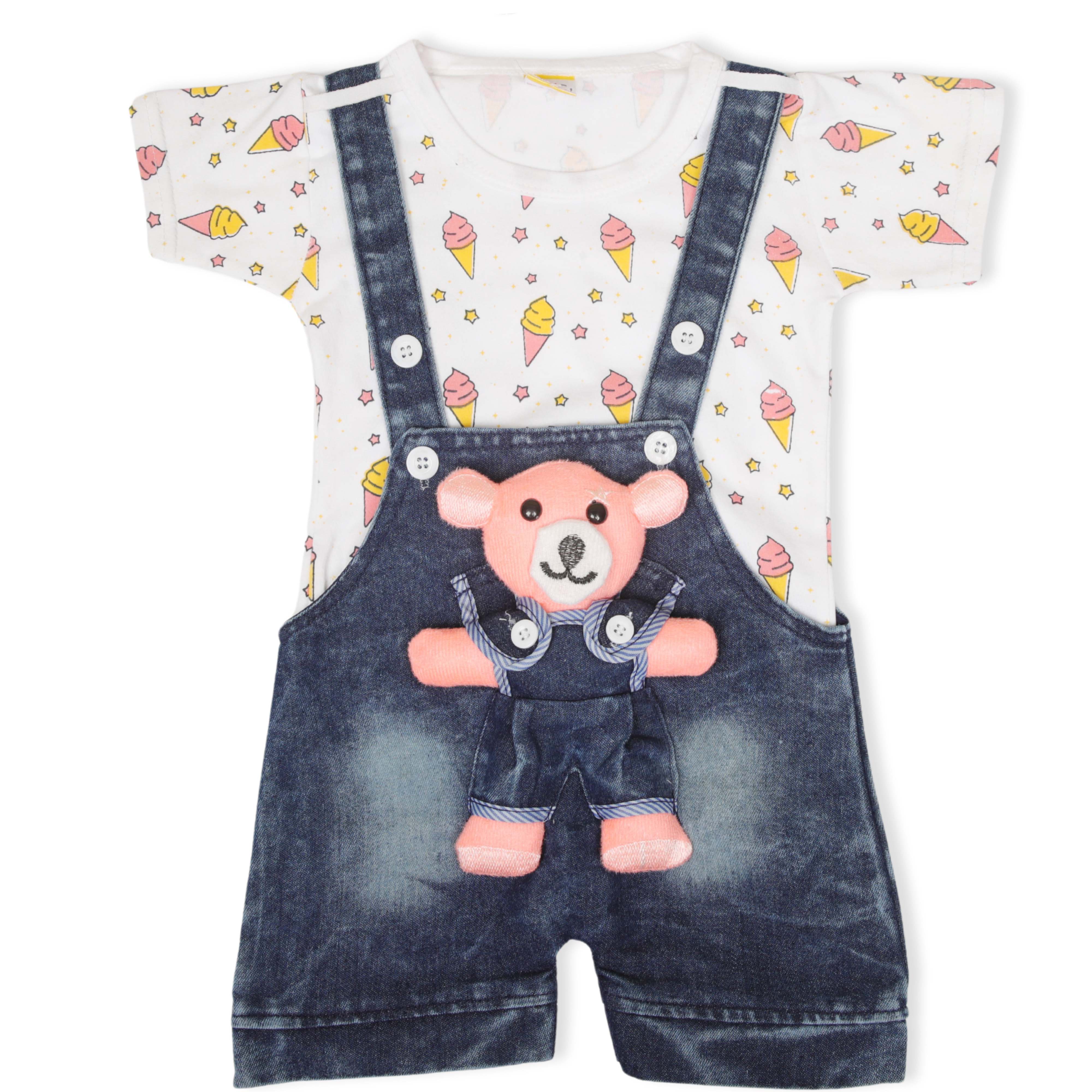 Zaki - Girls T-shirt with Dungaree Toy Set (0-18M)