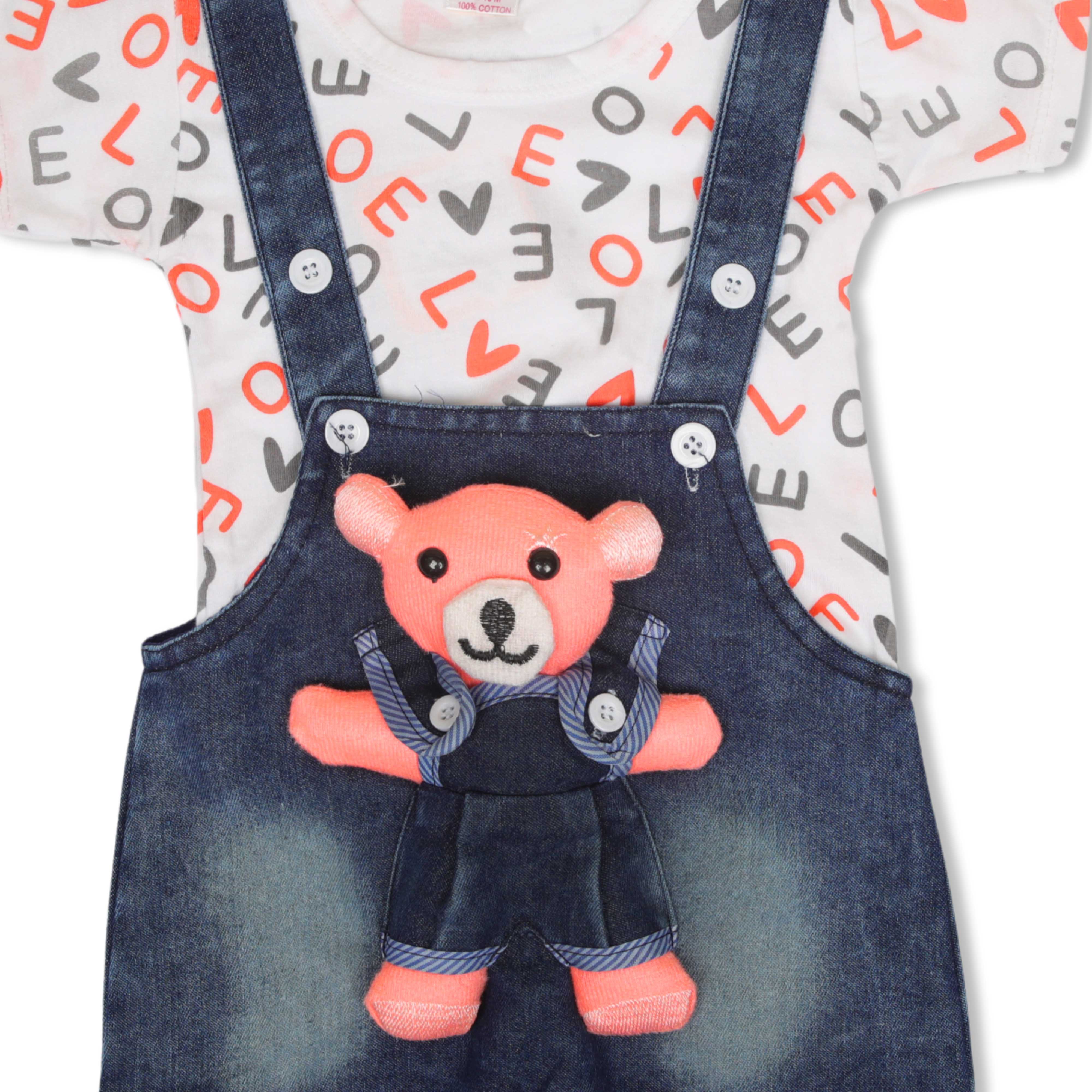 Zaki - Girls T-shirt with Dungaree Toy Set (0-18M)