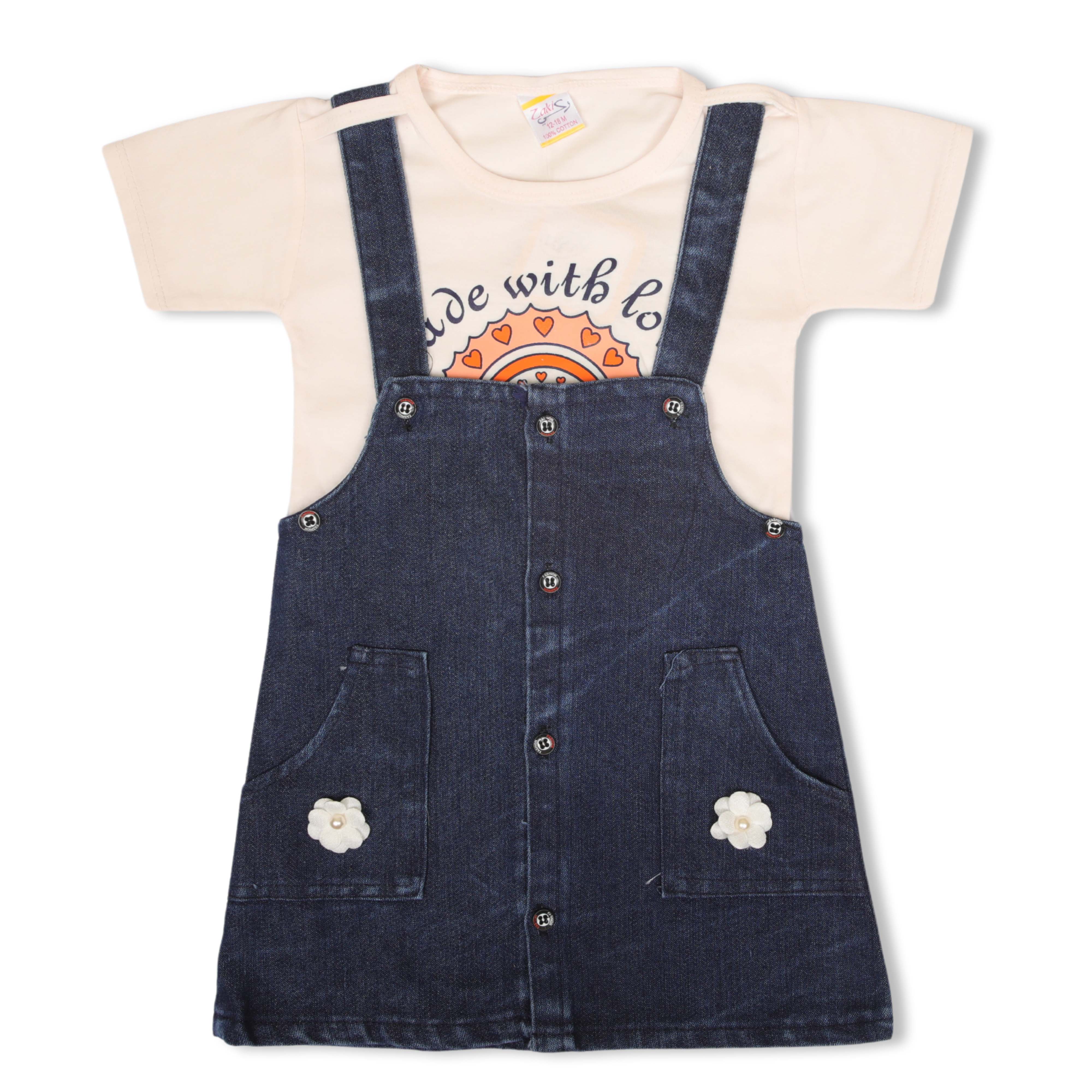 Zaki - Girls T-shirt with Dungaree Dress Set (0-18M)