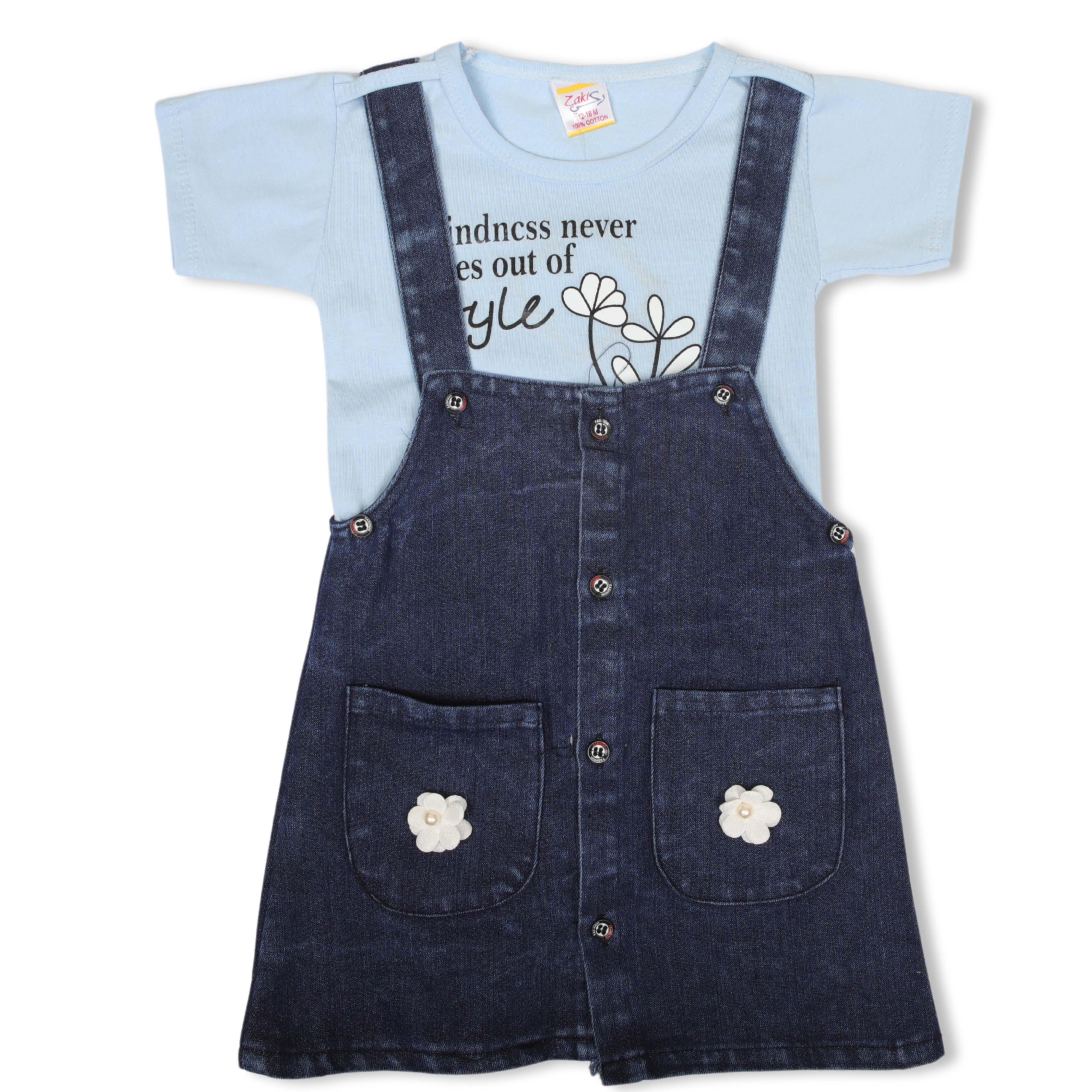 Zaki - Girls T-shirt with Dungaree Toy Set (0-18M)