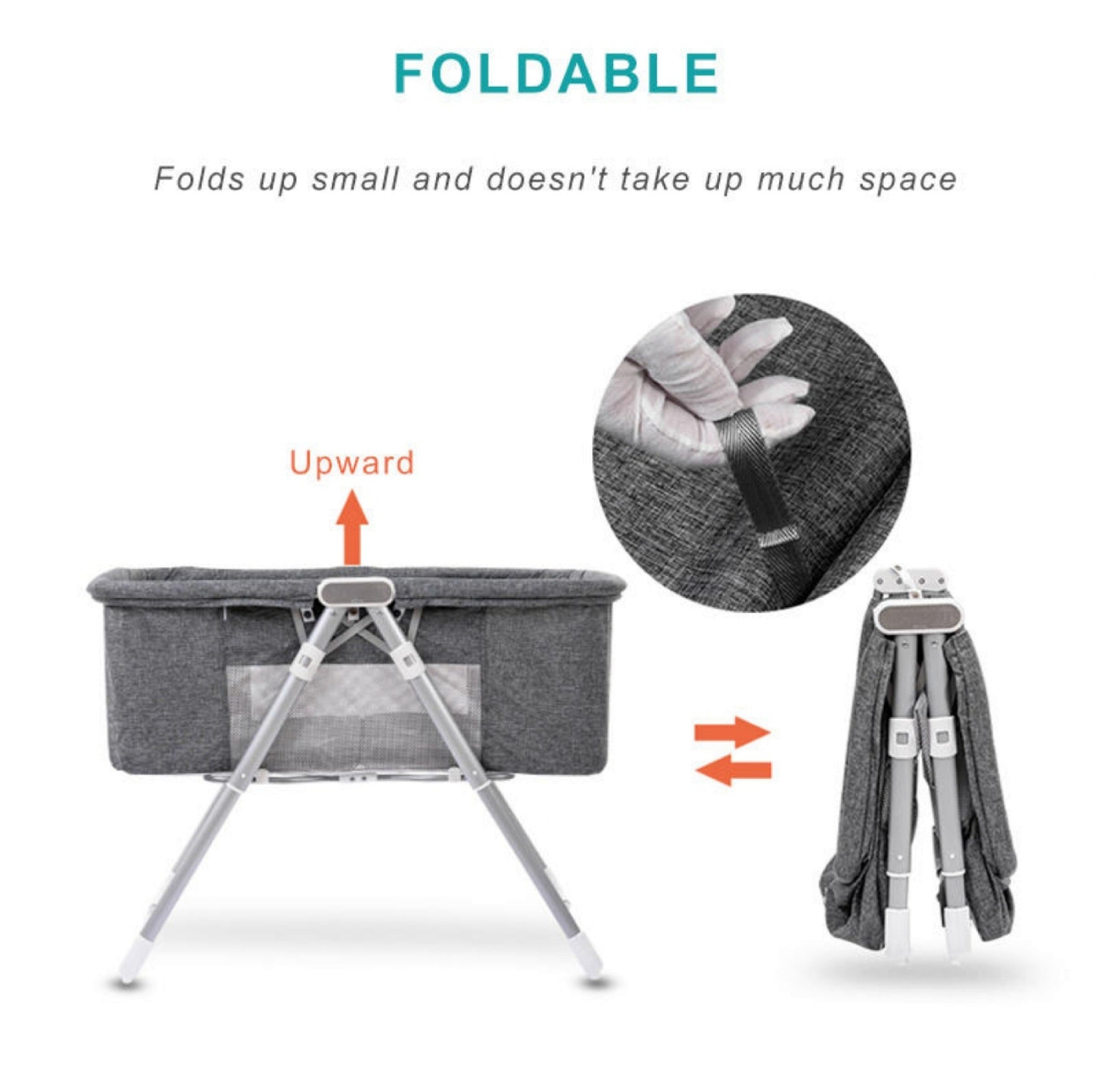 Baby Foldable Bedside Crib Bassinet (Grey)