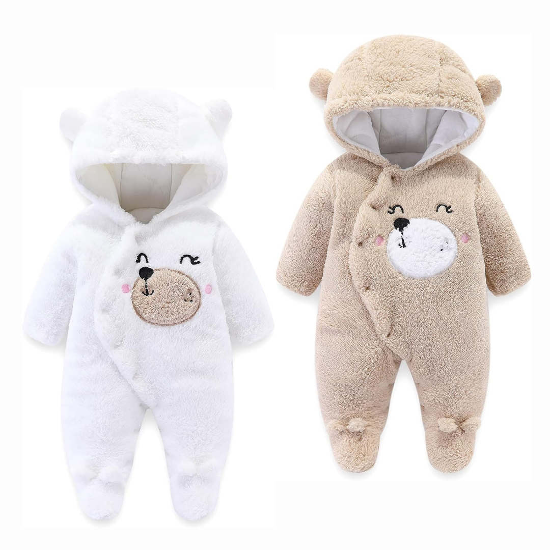 Girls/Boys Buttons Overall Romper Coat with Hood