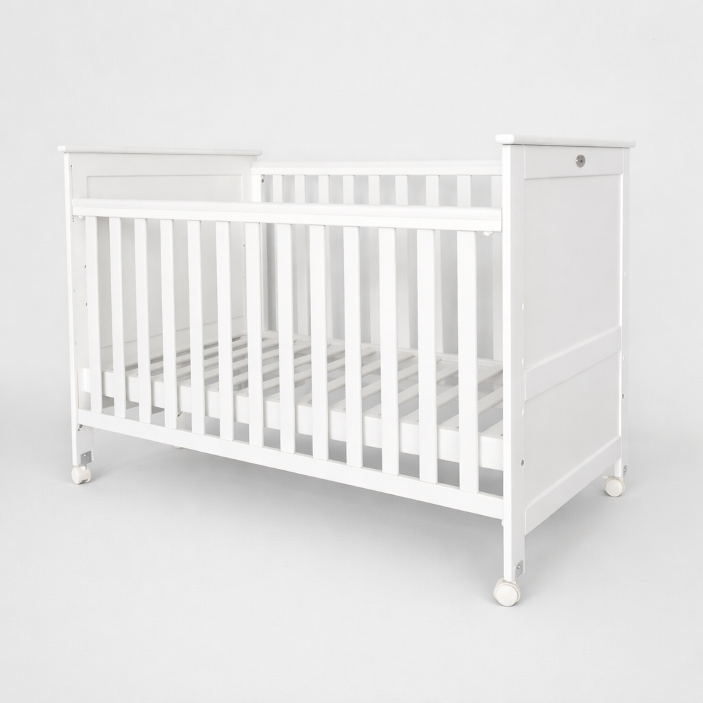 BABY WOODEN BED - WHITE (130 CM x 70 CM)