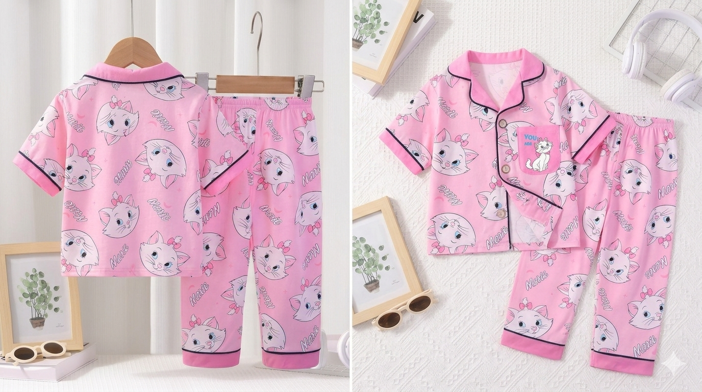 Marie Girls Front Open Pyjama- 1 to 9 years