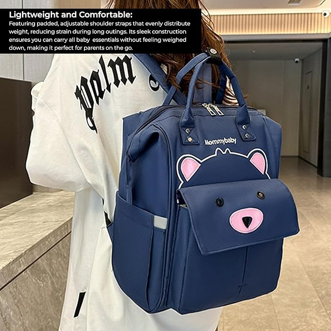 UmmiGo™ Teddy Diaper Backpack – Spacious, USB-Ready & Waterproof for On-the-Go Moms
