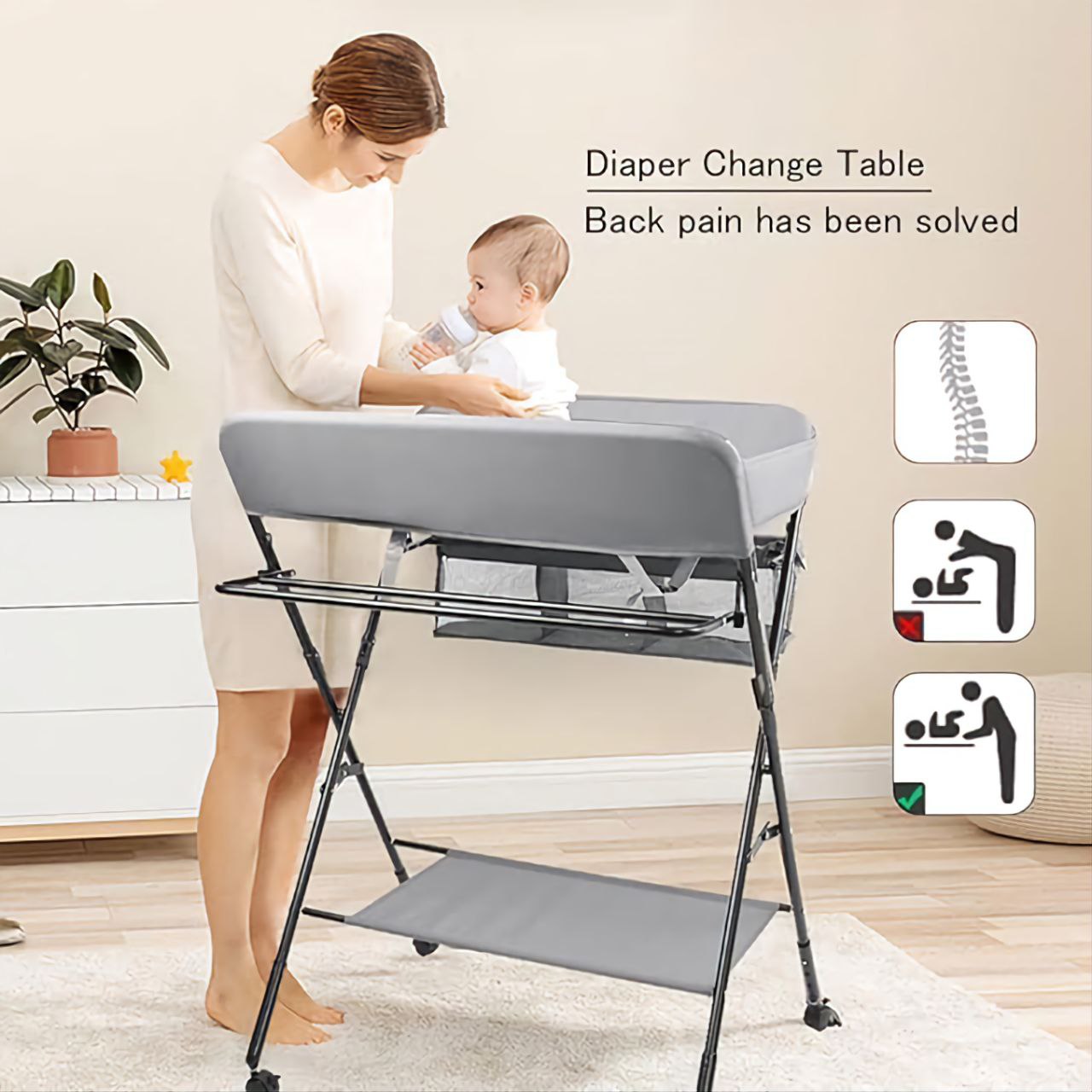 Baby Changing Table with Wheels