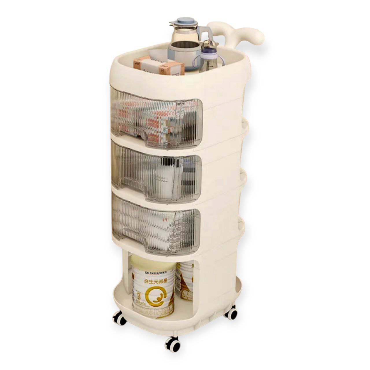 4 Layer Plastic Trolley Cart with Handle