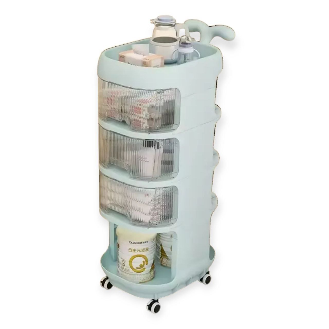 4 Layer Plastic Trolley Cart with Handle