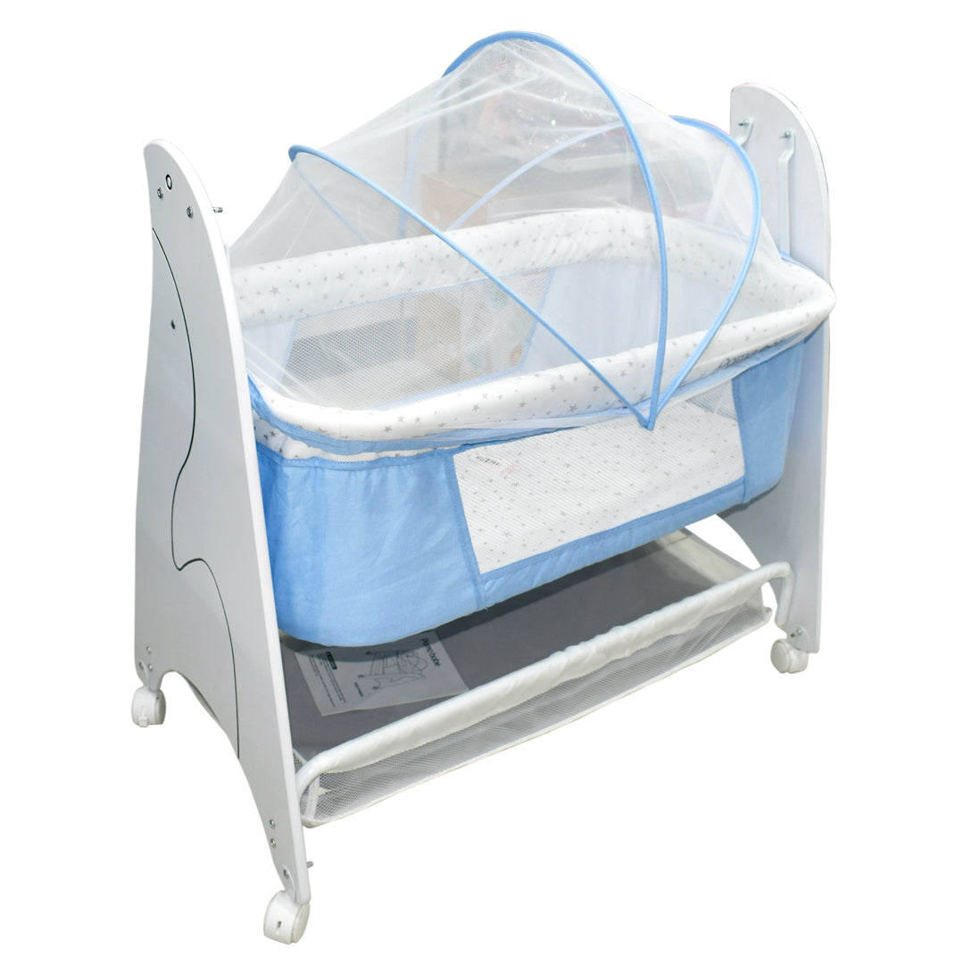 (Pamo) Babe Baby Rocking Bassinet with Wooden Side Panel