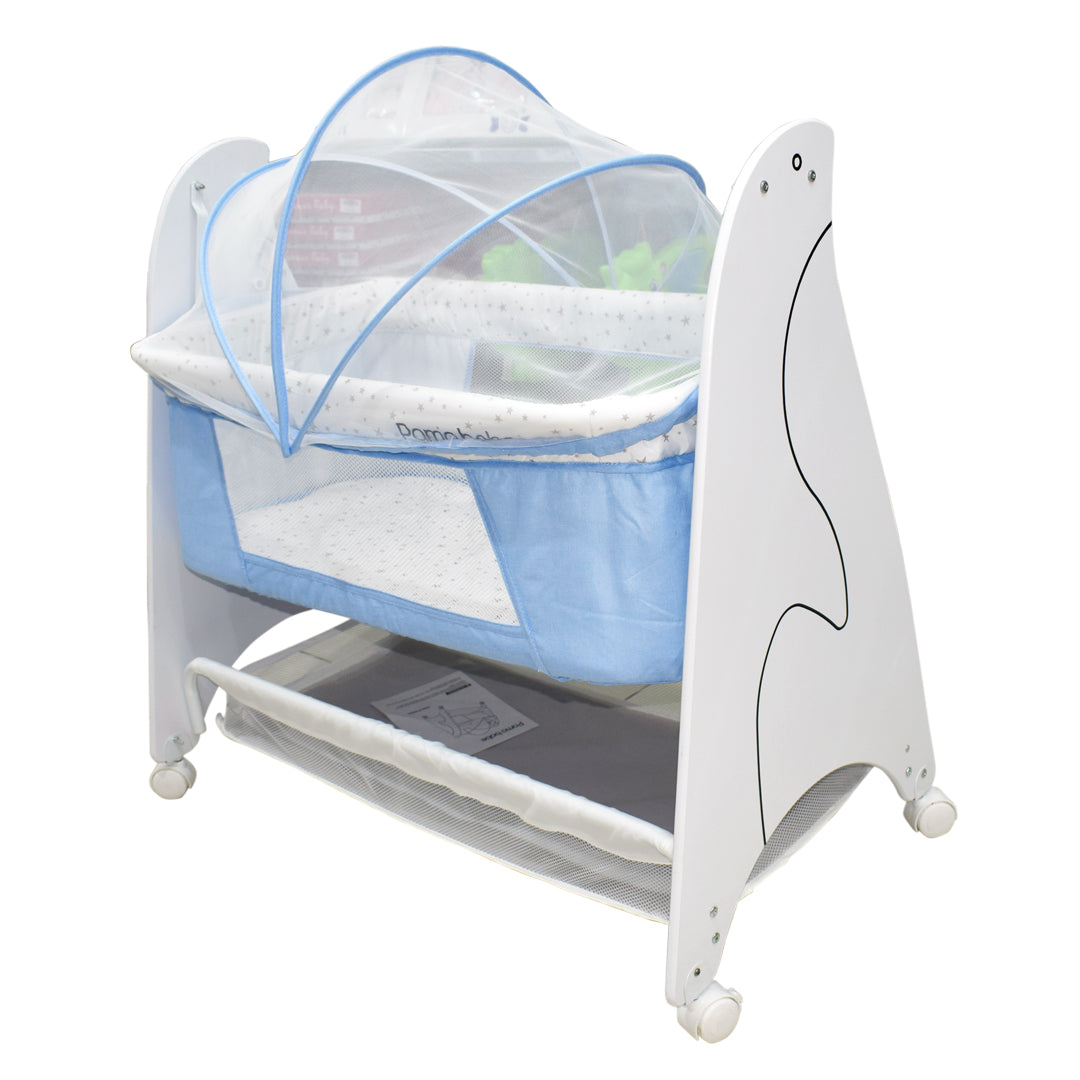 (Pamo) Babe Baby Rocking Bassinet with Wooden Side Panel