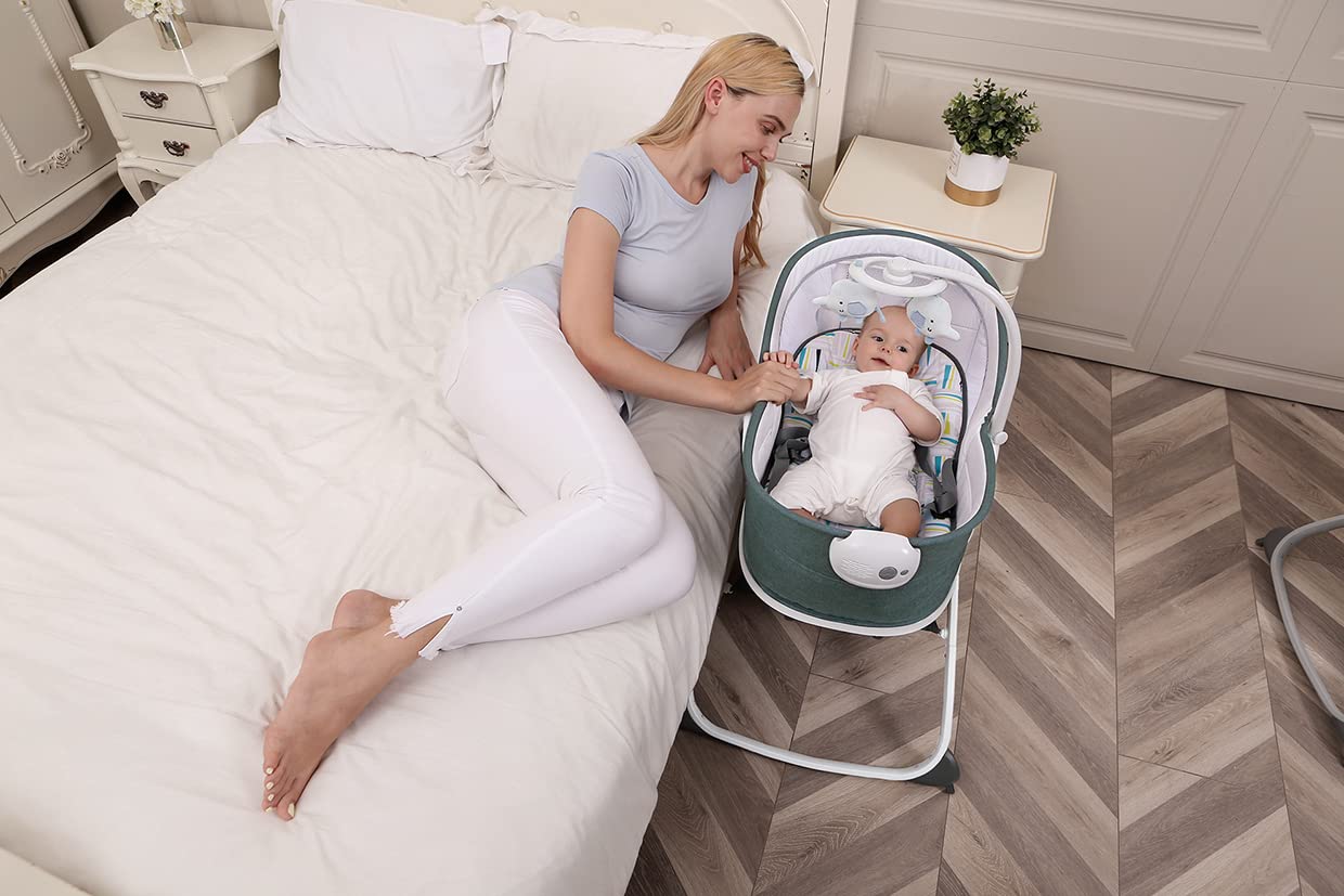 6 in 1 Deluxe Multi Functional Bassinet Blue Stripes