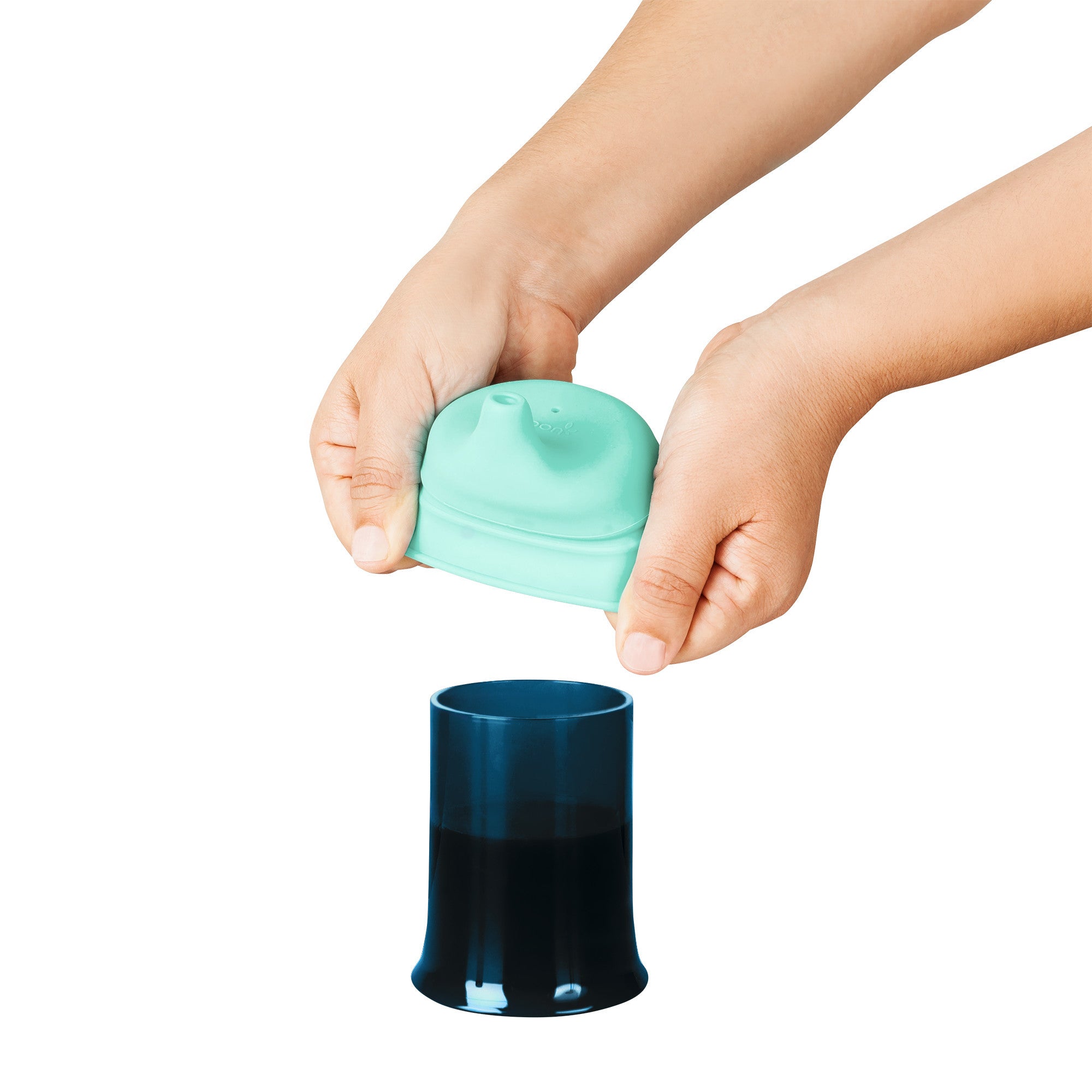 Boon -Snug Stretchy Silicone Reusable Spout Lids Spout with Containers - Boy