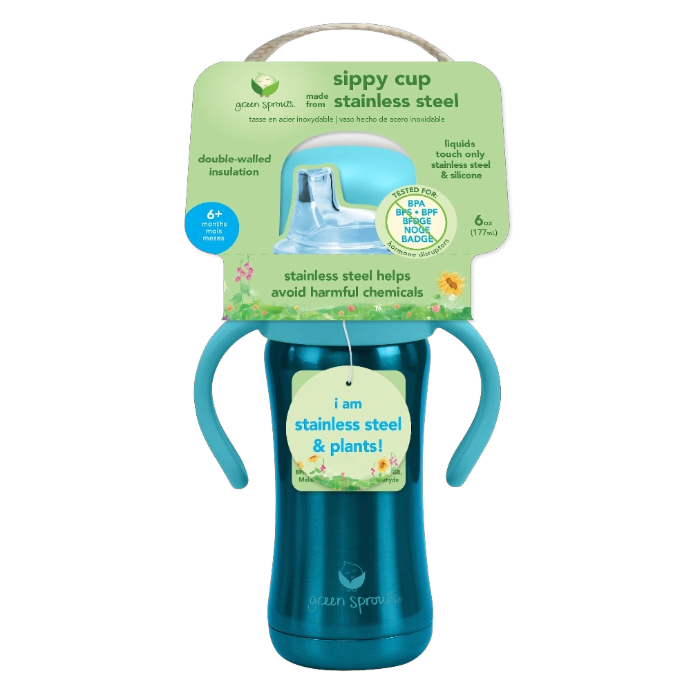 Green & Sprouts - Sippy Cup Stainless Steel 6oz - Aqua