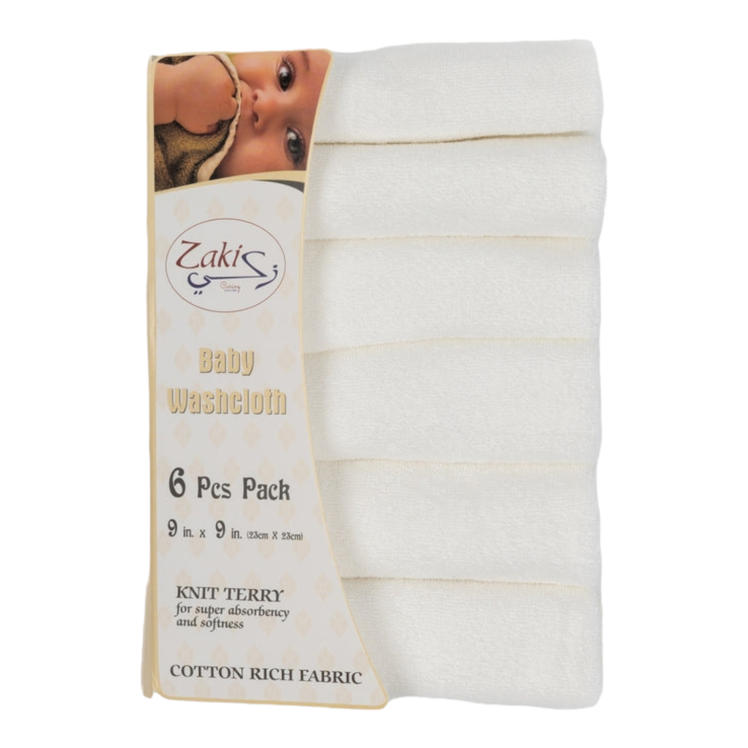 Baby Wash Cloth - Face Towel Off White Pack 6pcs