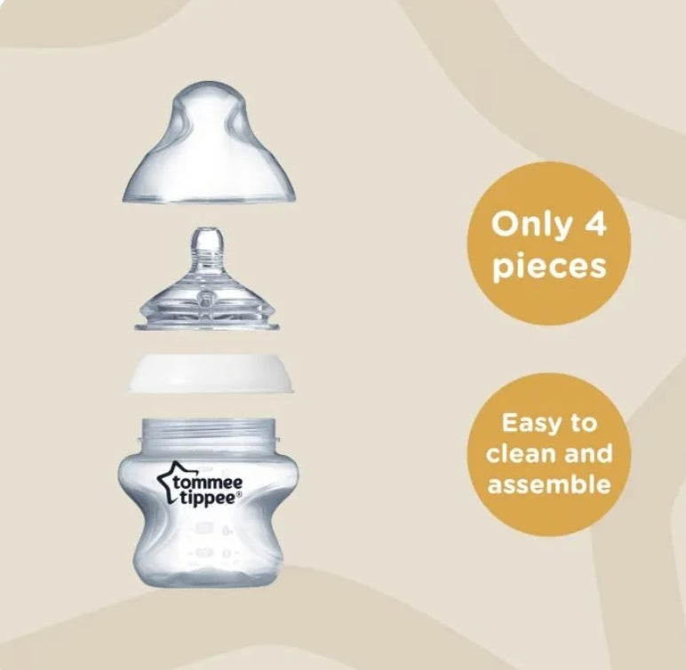 Tommee Tippee Closer to Nature Glass Feeding Bottle, 150ml x 1 - Clear