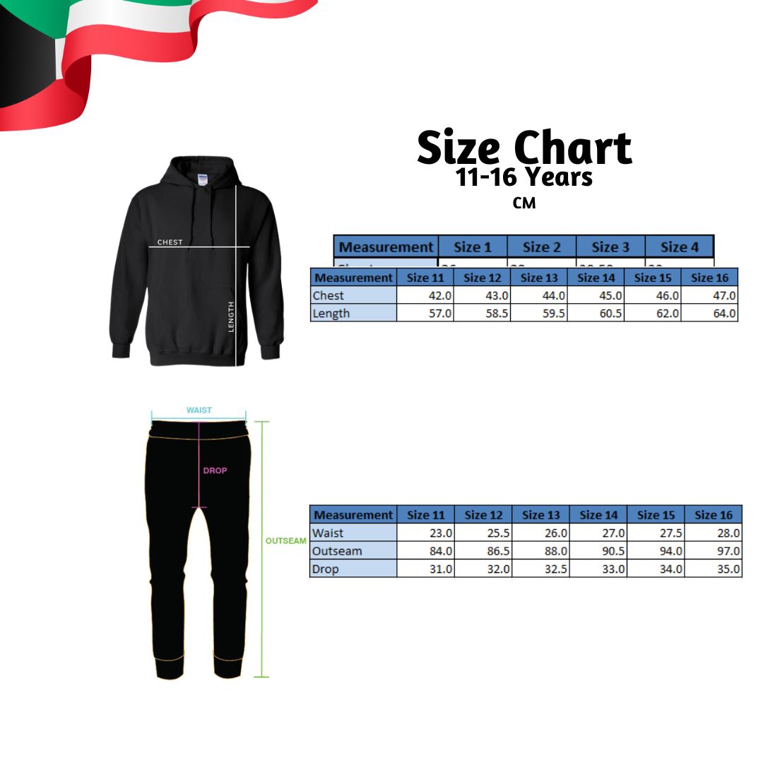 Kuwait National Day Girls Fleece Hoodie & Jogger Set 11-16 Years