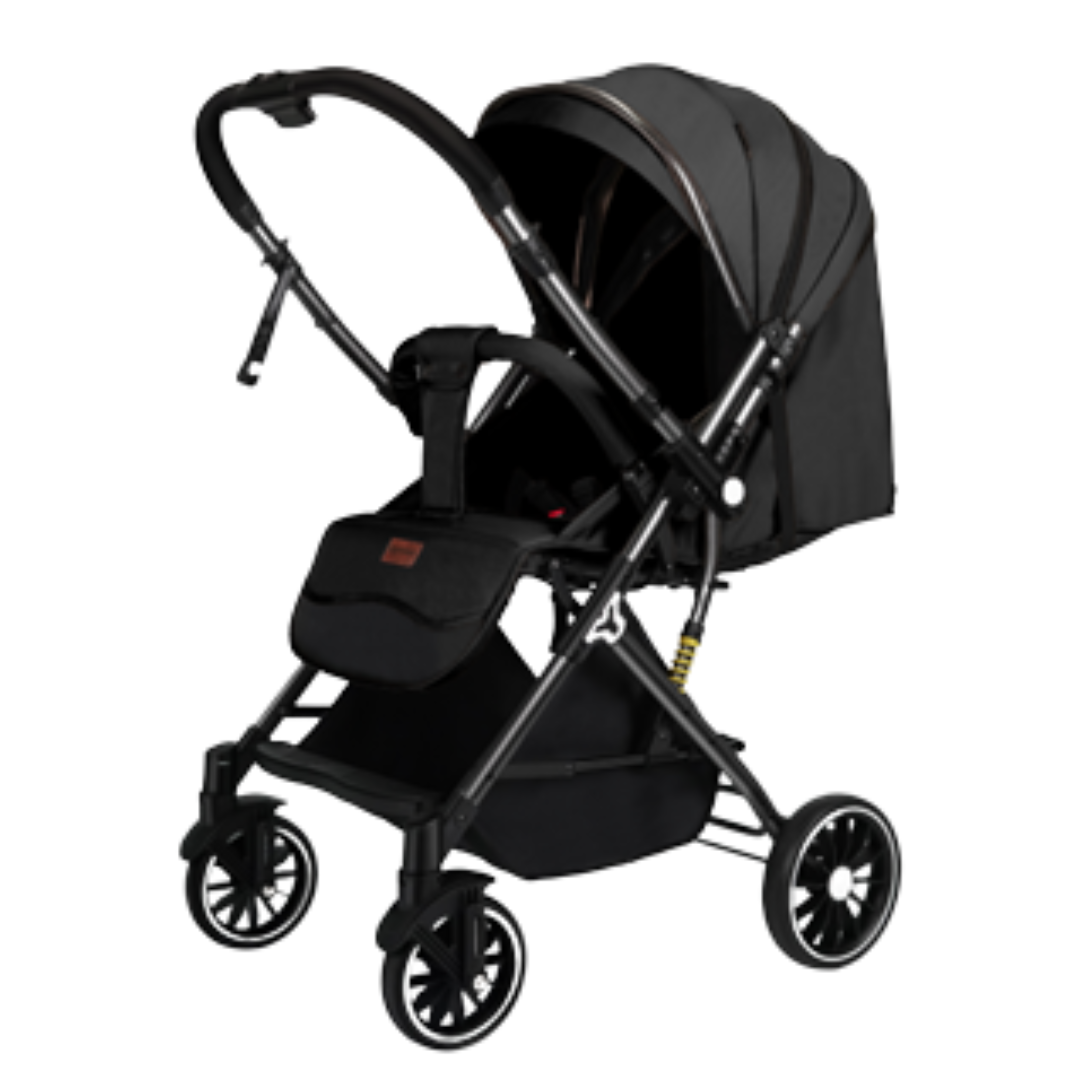 POPYPAPA - Baby Stroller with Two Wat Retractable Push Bar - Black