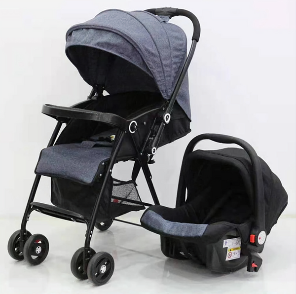 2 in 1 Baby Reversible Stroller + Car Seat (Grey)