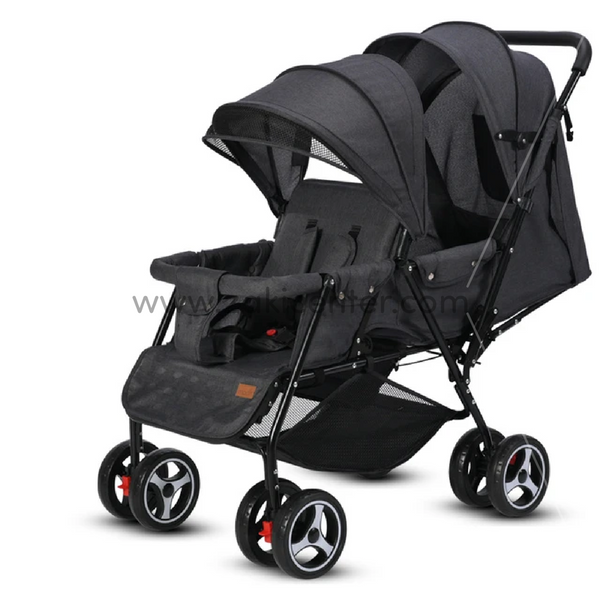 Baby Twin Stroller Front/Back (Grey)