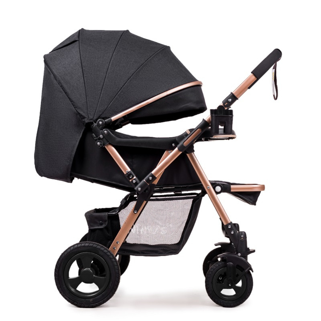 Trip2 Reversible Stroller - Black – Extra Roomy Seat & All-Terrain Heavy-Duty Wheels (0–36 Months)