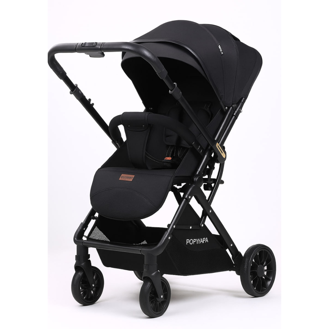 POPYPAPA - Baby Stroller with Two Wat Retractable Push Bar - Black