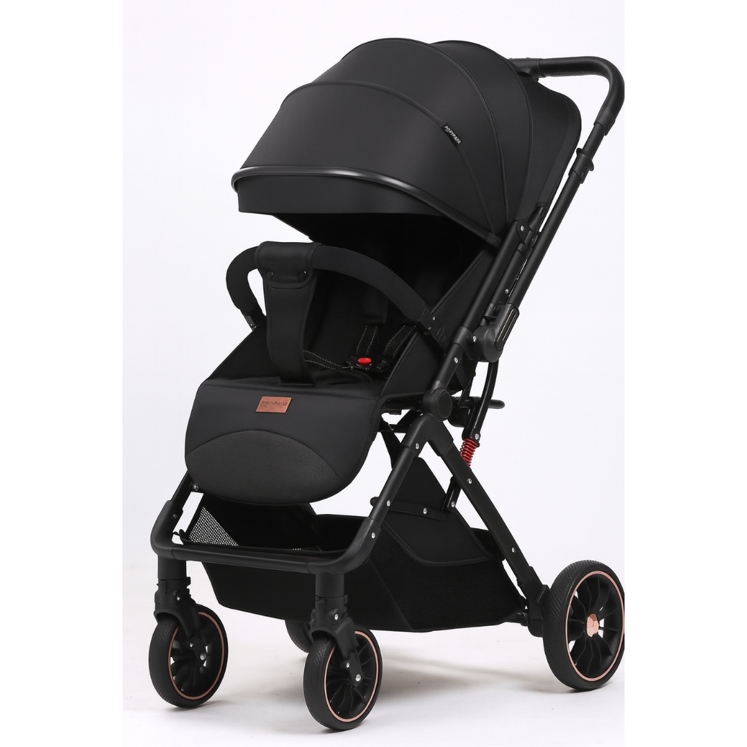 POPYPAPA - Baby Stroller with Two Wat Retractable Push Bar - Black