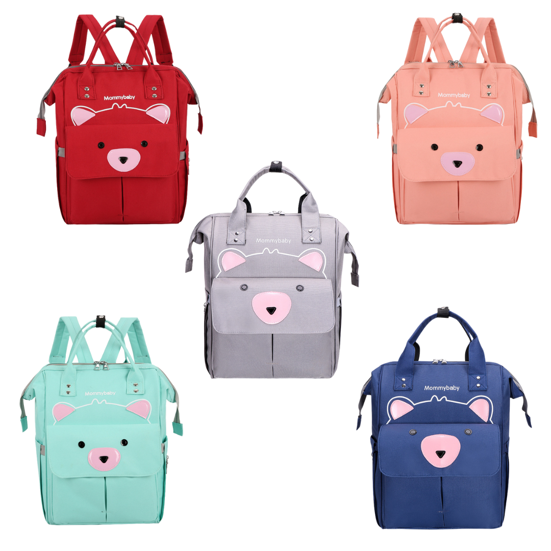 UmmiGo™ Teddy Diaper Backpack – Spacious, USB-Ready & Waterproof for On-the-Go Moms