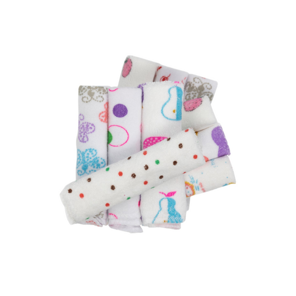 Baby WashCloth - Face Towel Printed Pack 10pcs (Girls)