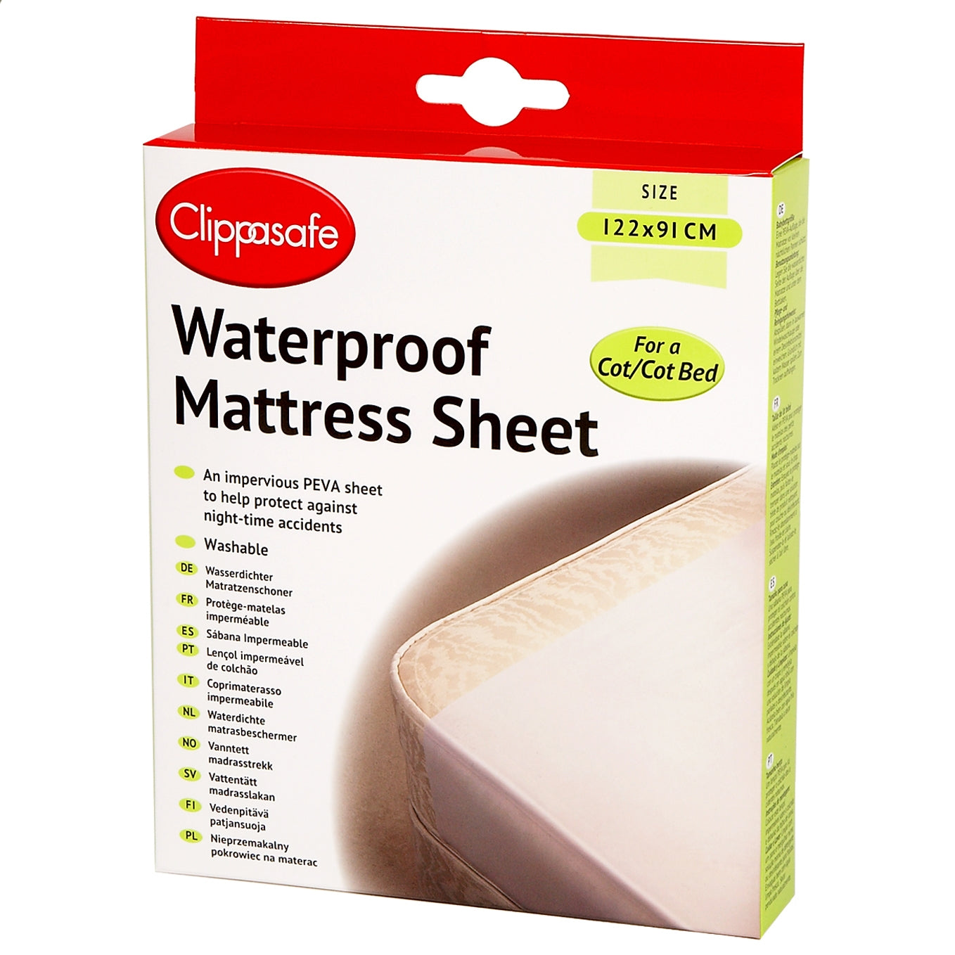 Clippasafe Waterproof Mattress Sheet - Cot Size - 122x91cm