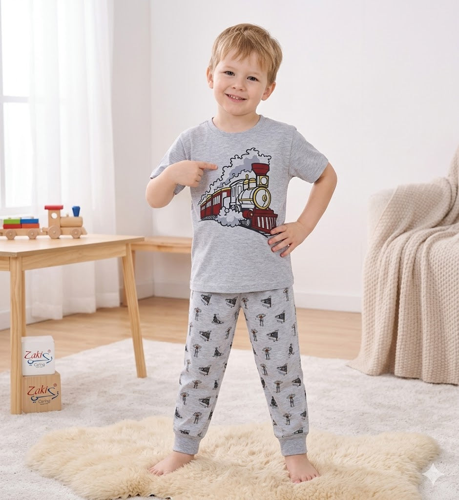 ZAKI-BOYS HALF SLEEVES T-SHIRT WITH LONG PANT 2-7Y