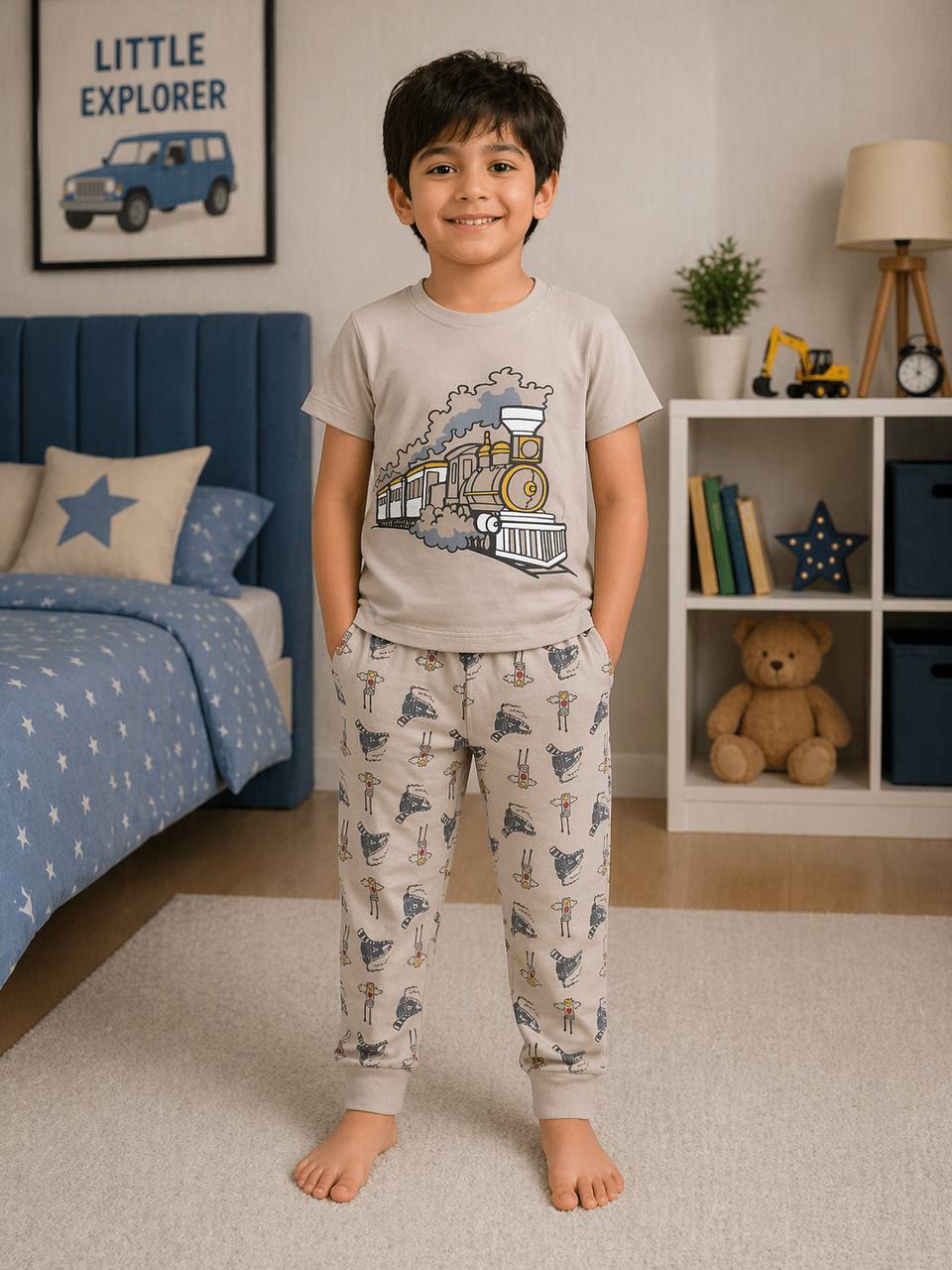 ZAKI-BOYS HALF SLEEVES T-SHIRT WITH LONG PANT 2-7Y