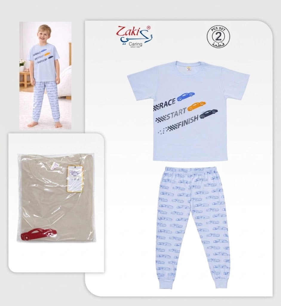 ZAKI-BOYS HALF SLEEVES T-SHIRT WITH LONG PANT 2-7Y