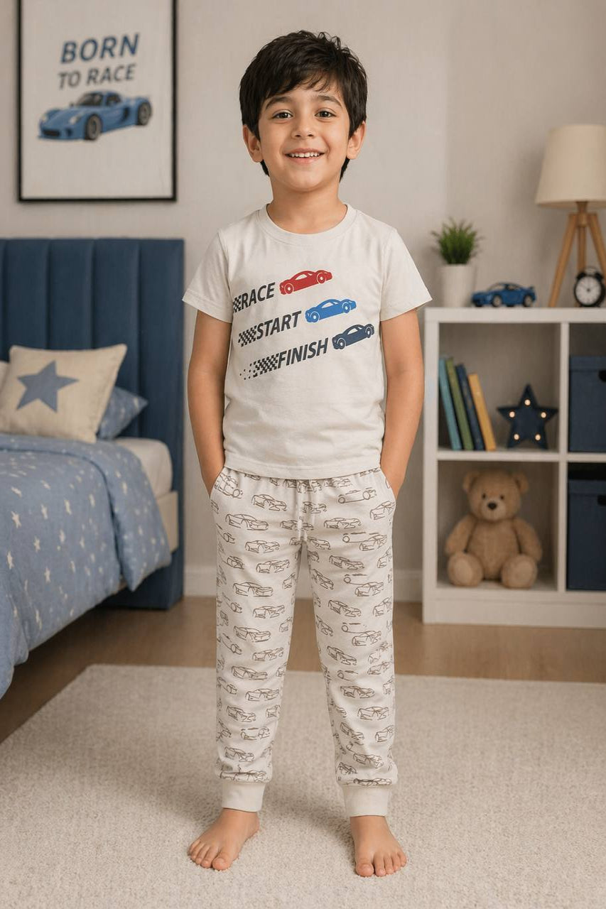 ZAKI-BOYS HALF SLEEVES T-SHIRT WITH LONG PANT 2-7Y