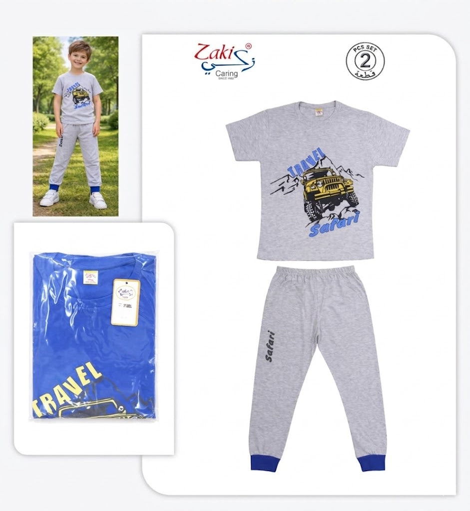 ZAKI-BOYS HALF SLEEVES T-SHIRT WITH LONG PANT 2-7Y