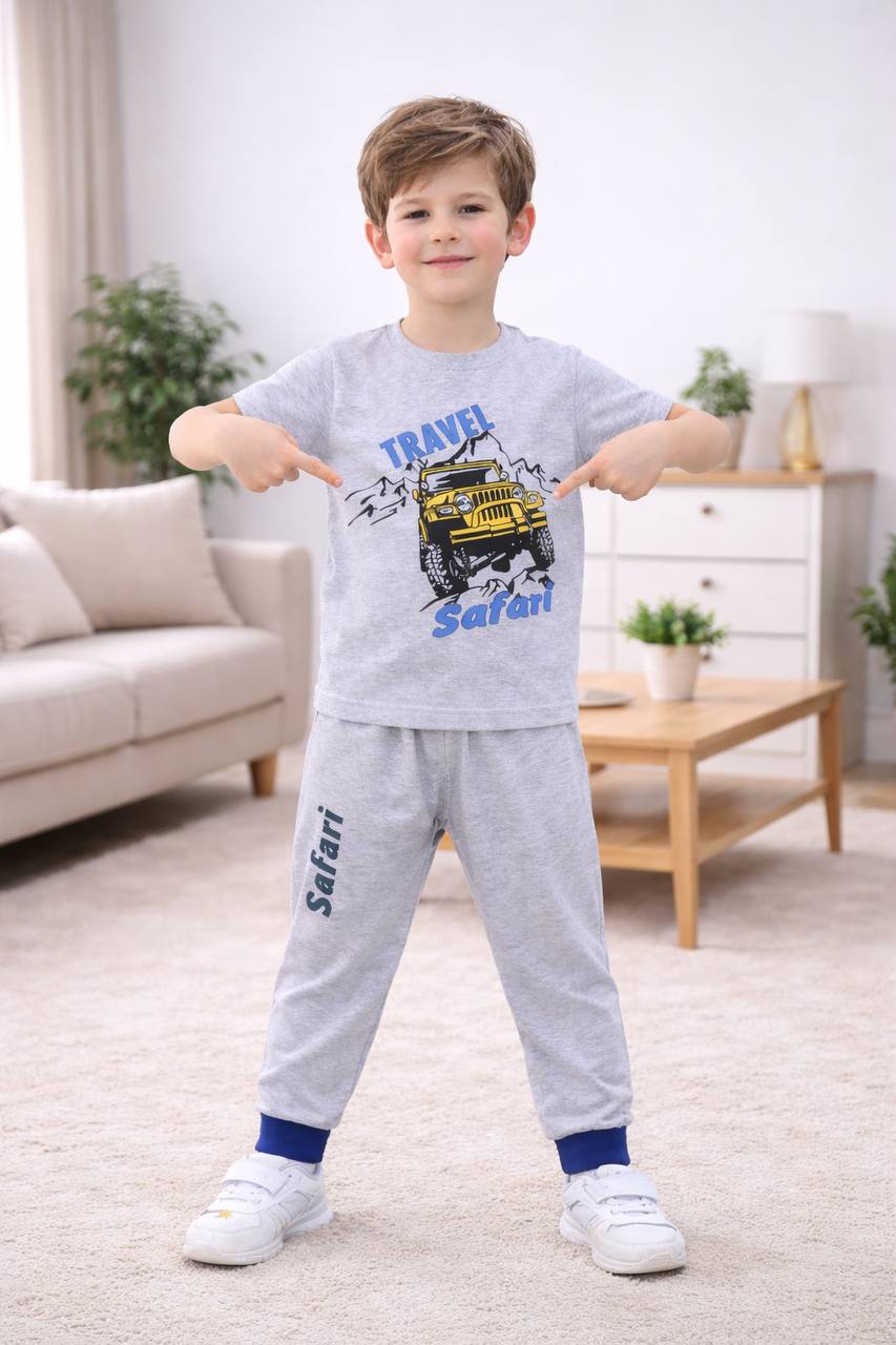 ZAKI-BOYS HALF SLEEVES T-SHIRT WITH LONG PANT 2-7Y