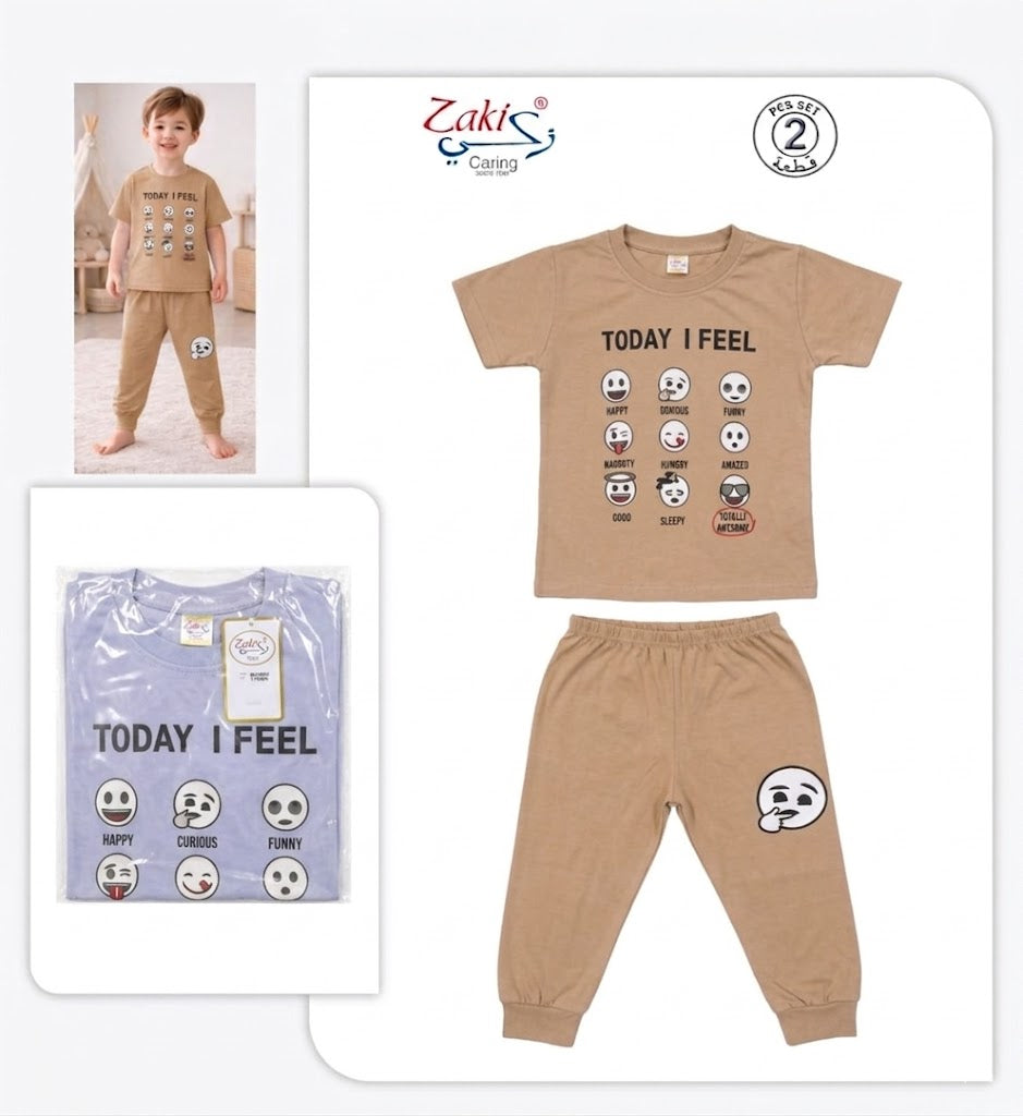 ZAKI-BOYS HALF SLEEVES T-SHIRT WITH LONG PANT 2-7Y