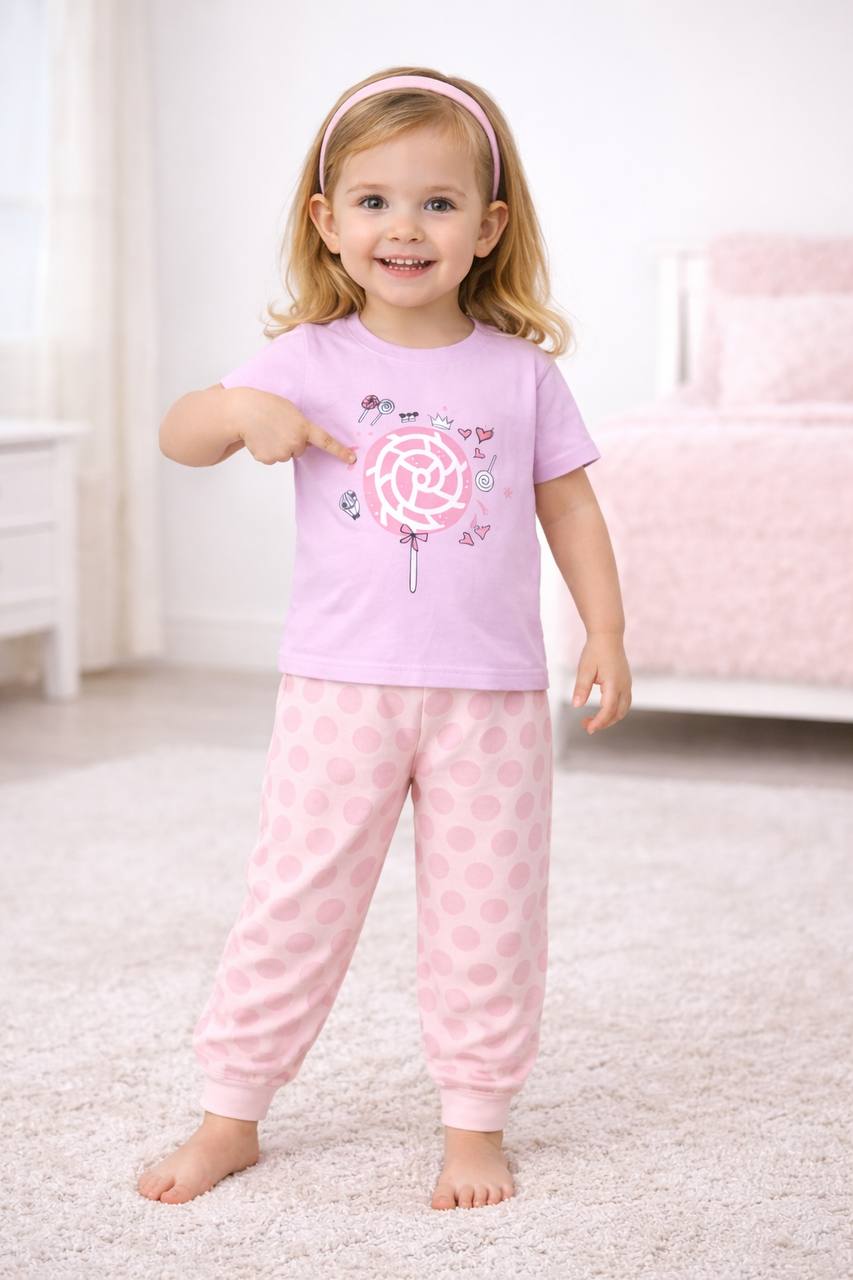 ZAKI-GIRLS HALF SLEEVES T-SHIRT WITH LONG PANT 2-7Y
