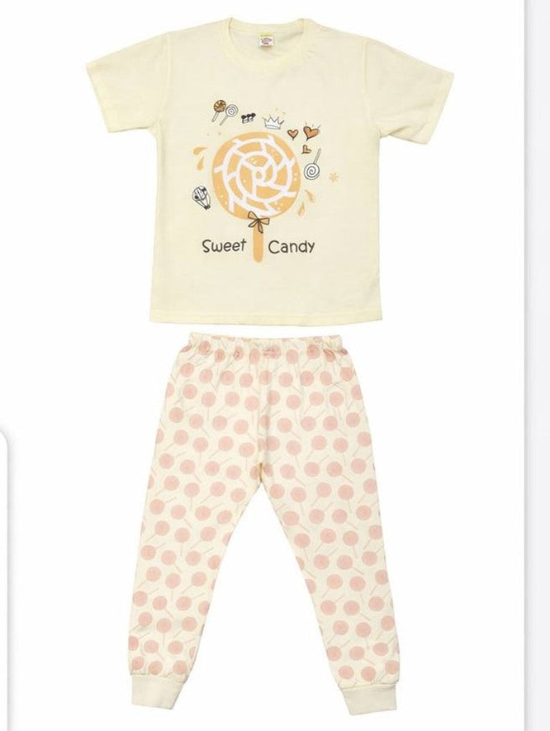 ZAKI-GIRLS HALF SLEEVES T-SHIRT WITH LONG PANT 2-7Y