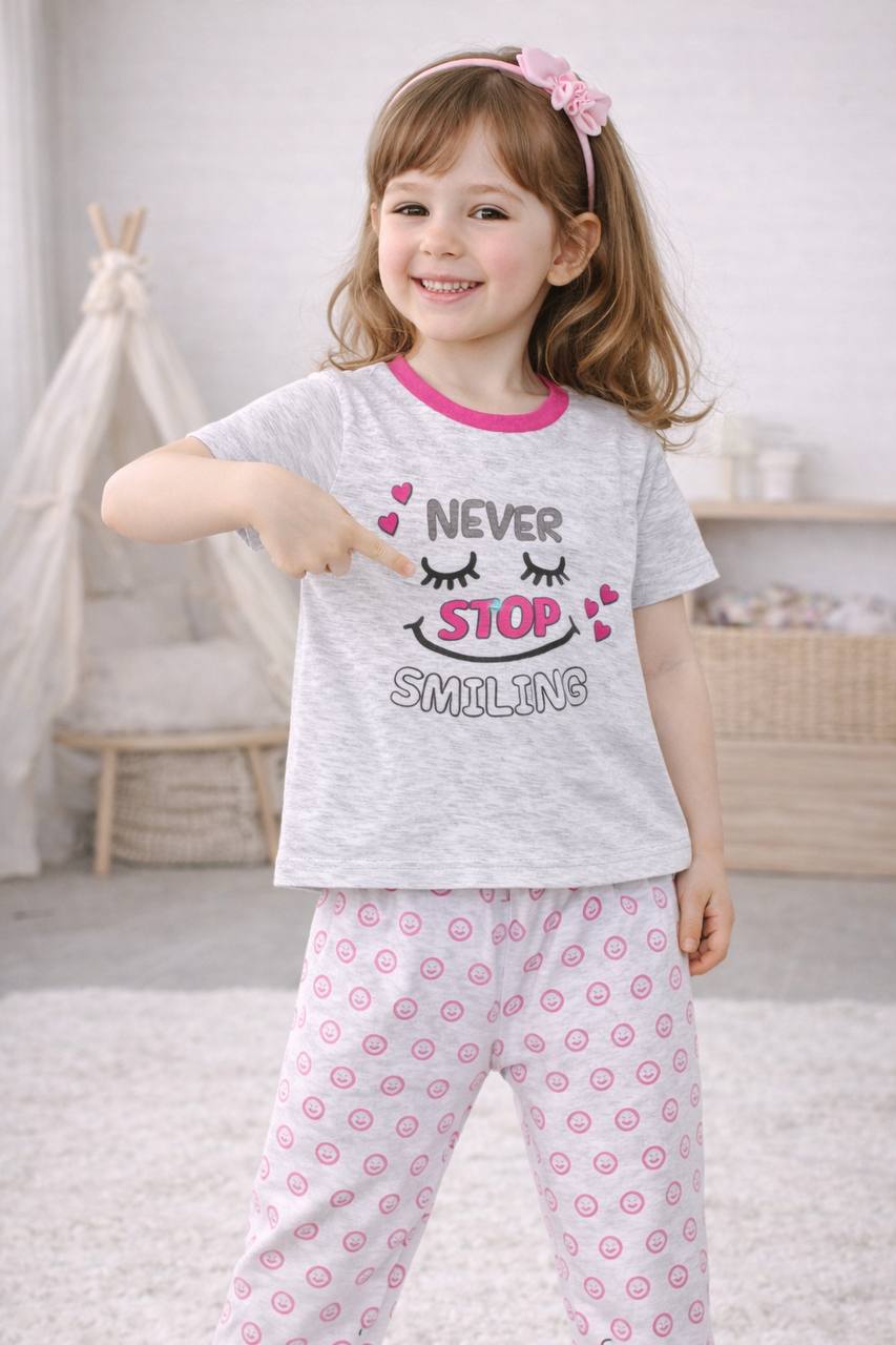 ZAKI-GIRLS HALF SLEEVES T-SHIRT WITH LONG PANT 2-7Y
