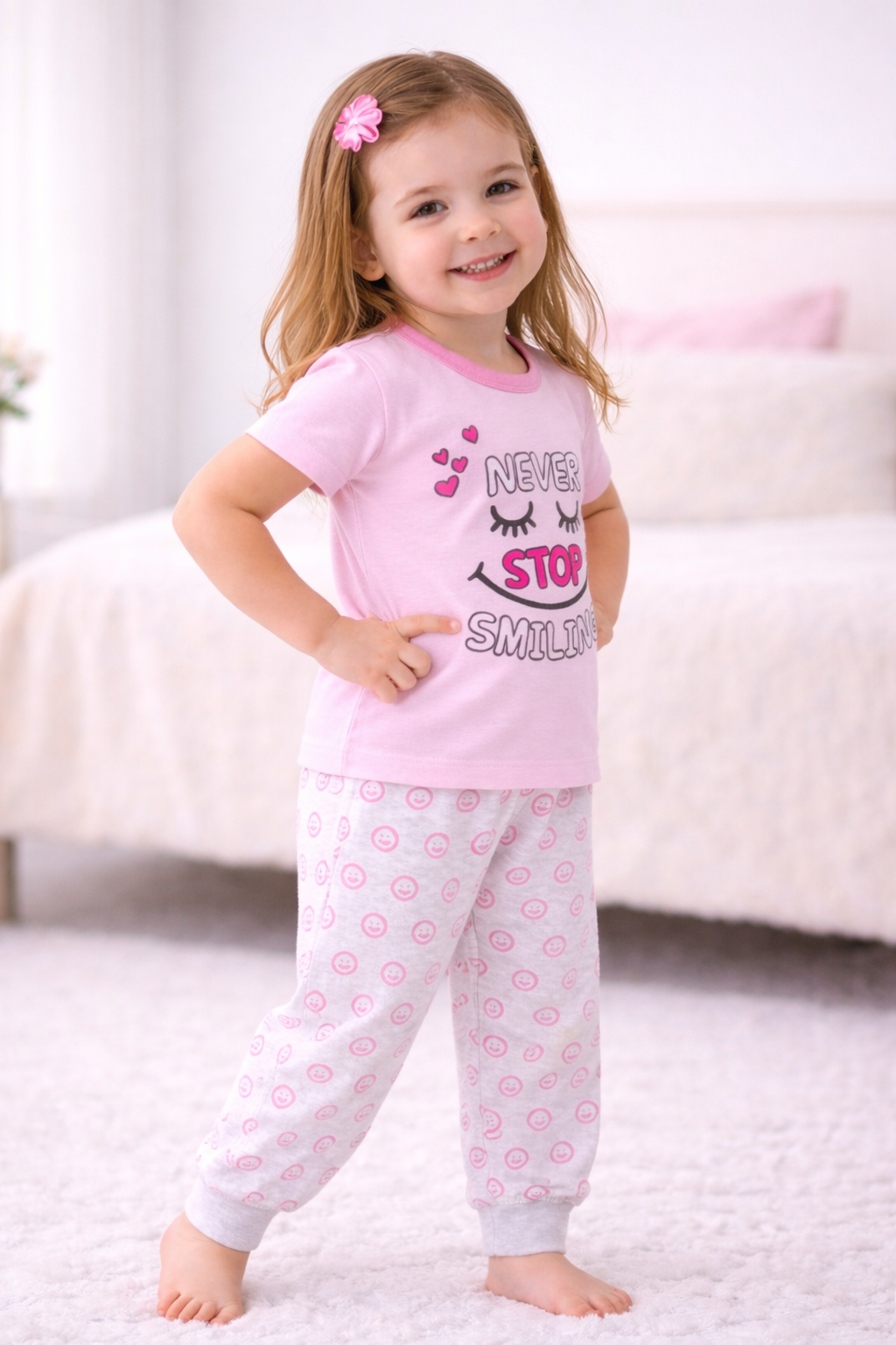 ZAKI-GIRLS HALF SLEEVES T-SHIRT WITH LONG PANT 2-7Y