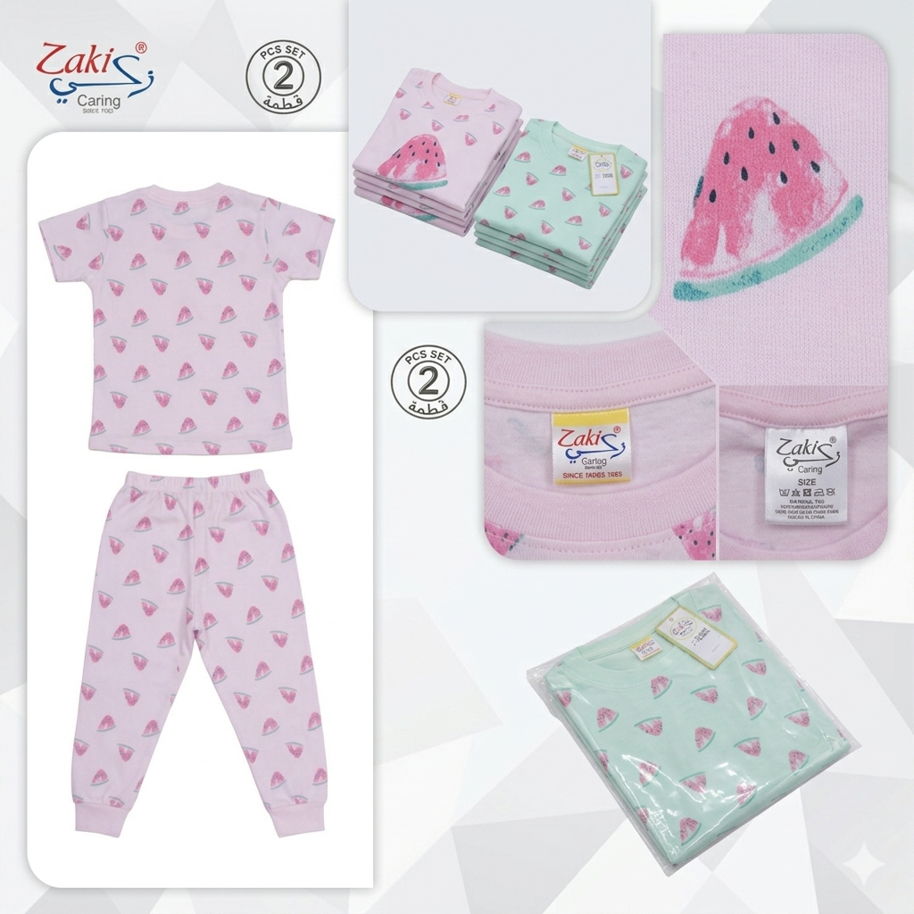 ZAKI-GIRLS HALF SLEEVES T-SHIRT WITH LONG PANT 2-7Y