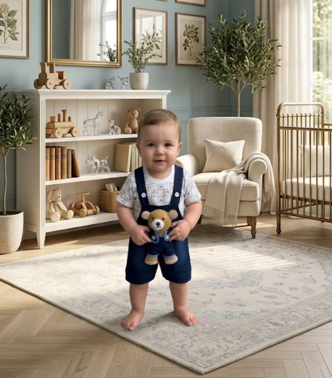 ZAKI-BOYS HALF SLEEVES DUNAGREE SET WITH FLUFFY TOY 0-18M
