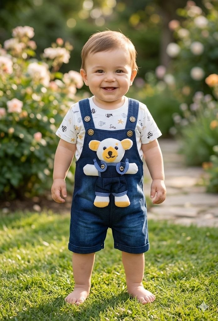 ZAKI-BOYS HALF SLEEVES DUNAGREE SET WITH FLUFFY TOY 0-18M