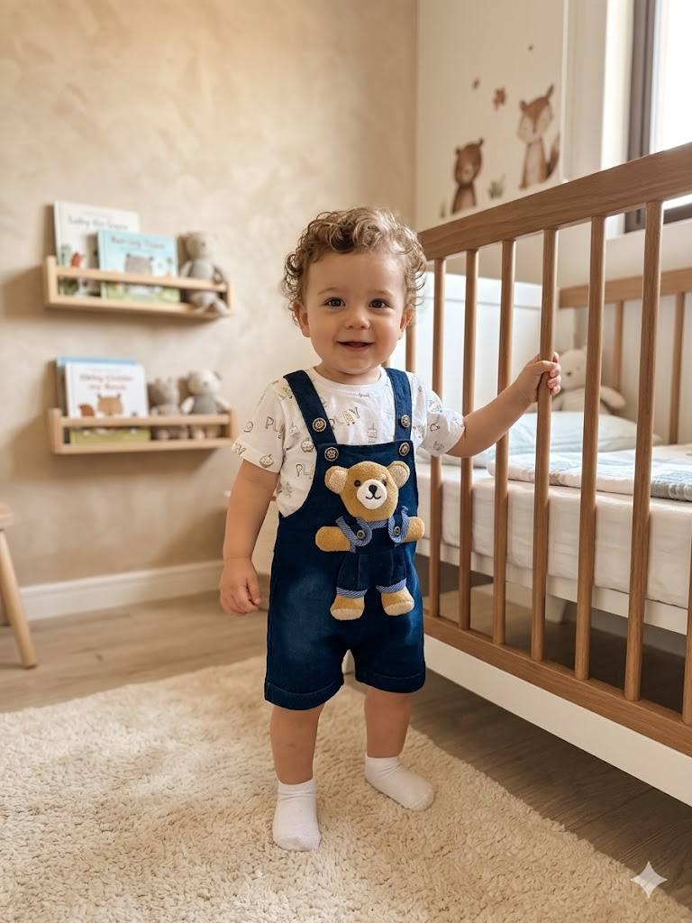 ZAKI-BOYS HALF SLEEVES DUNAGREE SET WITH FLUFFY TOY 0-18M