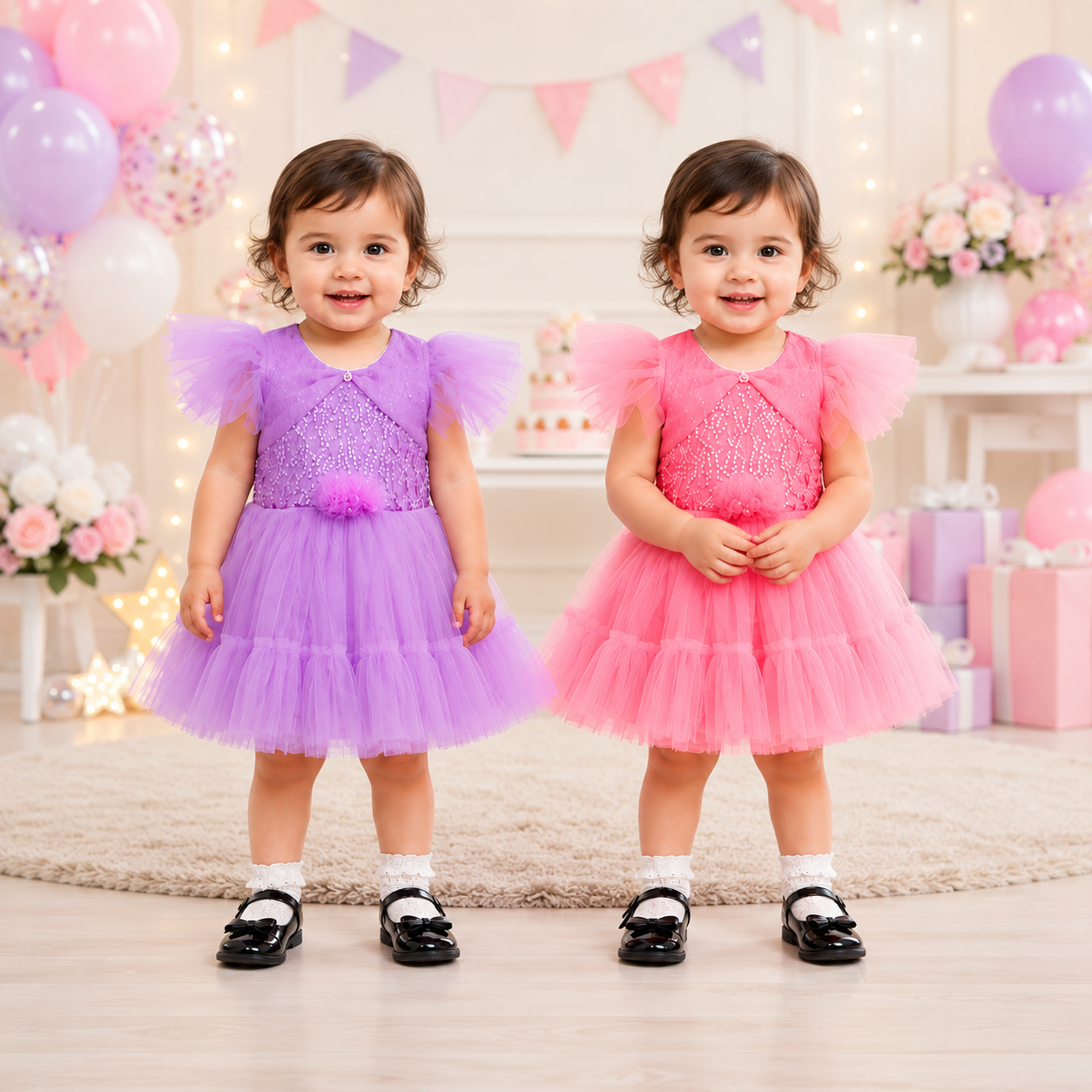ZAKI-Baby Girls Fancy Party Frocks 0-18 Months