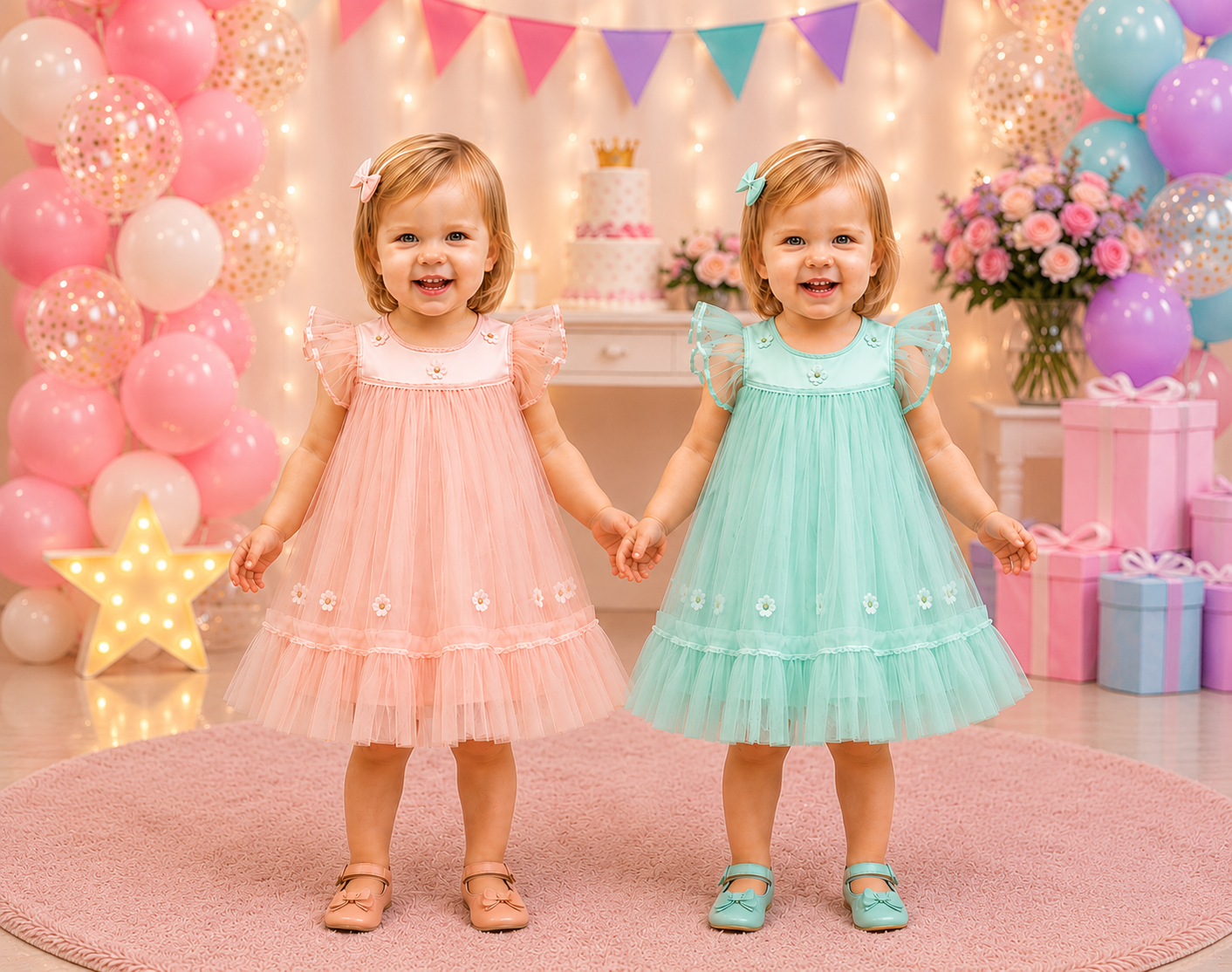 ZAKI-Baby Girls Fancy Party Frocks 0-18 Months