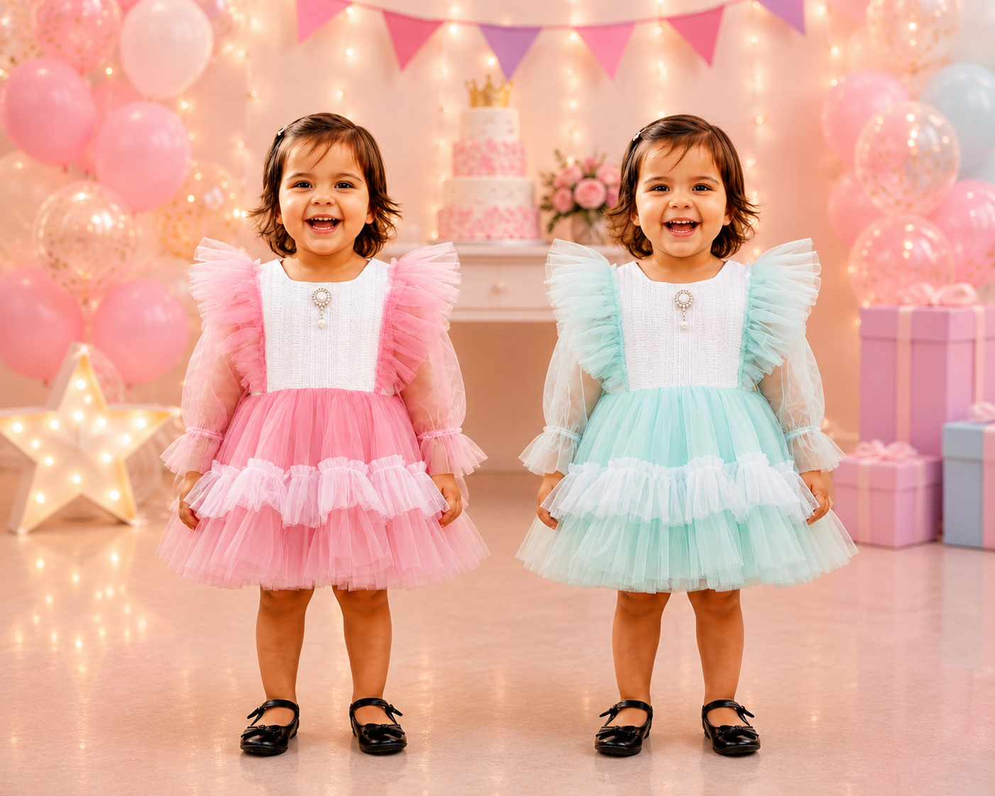 ZAKI-Baby Girls Fancy Party Frocks 0-18 Months