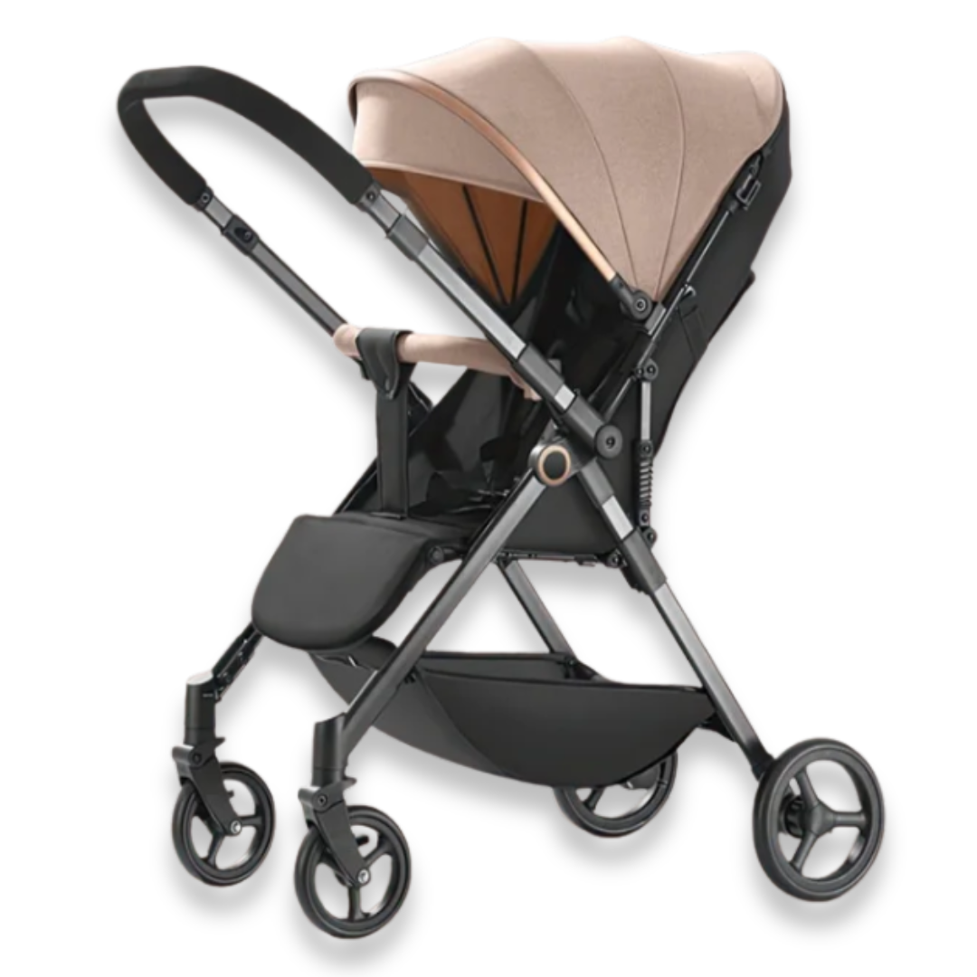 SwiftRide Vista Pro Stroller – Reversible Seat, High Landscape & Cabin-Ready Fold - Beige