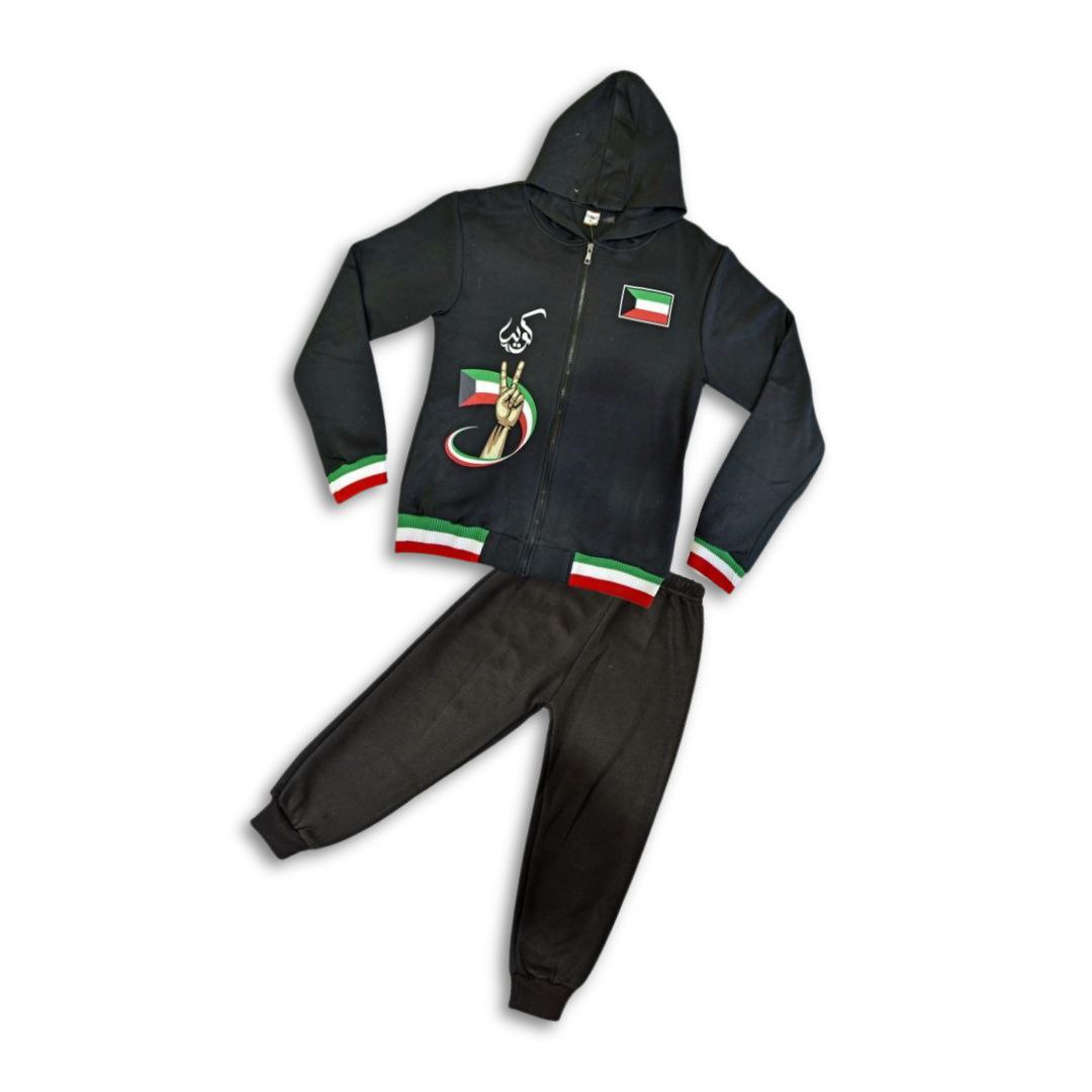 Kuwait National Day Kids Fleece Hoodie & Jogger Set 11-16 Years