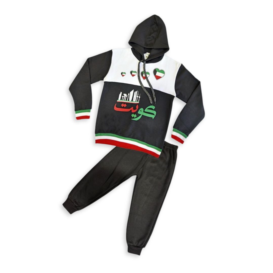 Kuwait National Day Kids Fleece Hoodie & Jogger Set 11-16 Years